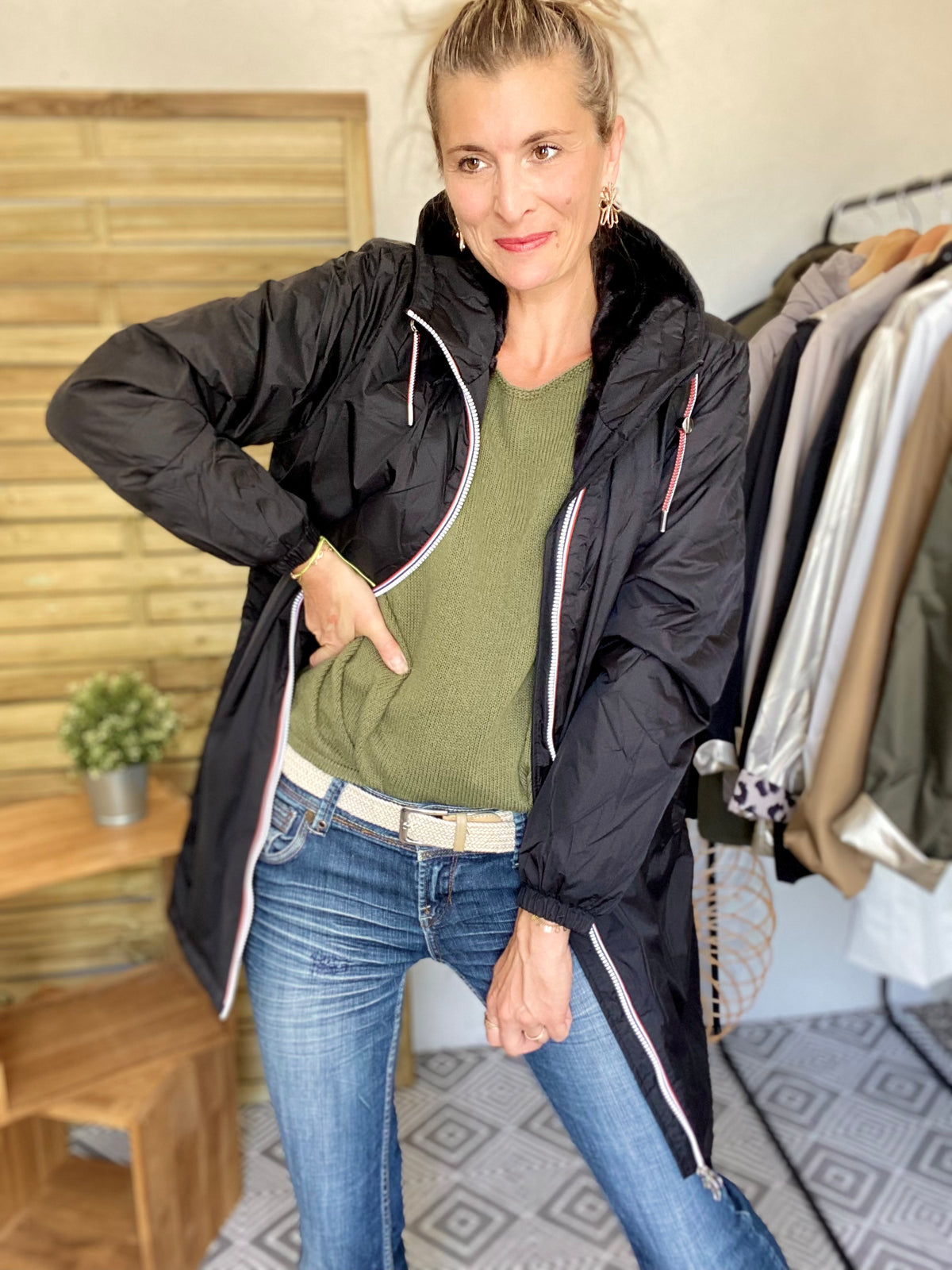 LAURA JO - Parka Imperméable THELMA LONG fourrée - Noir