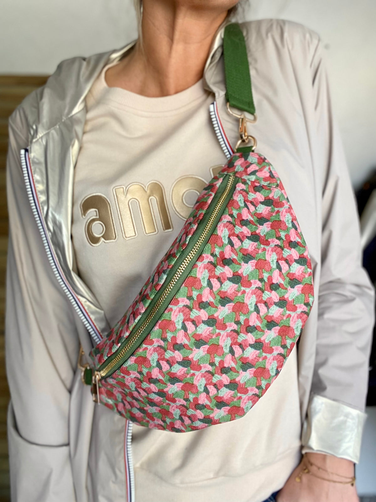 Sac banane XL velours Ciao Boum - IVY - Camaïeu Rose - DÉSTOCKAGE