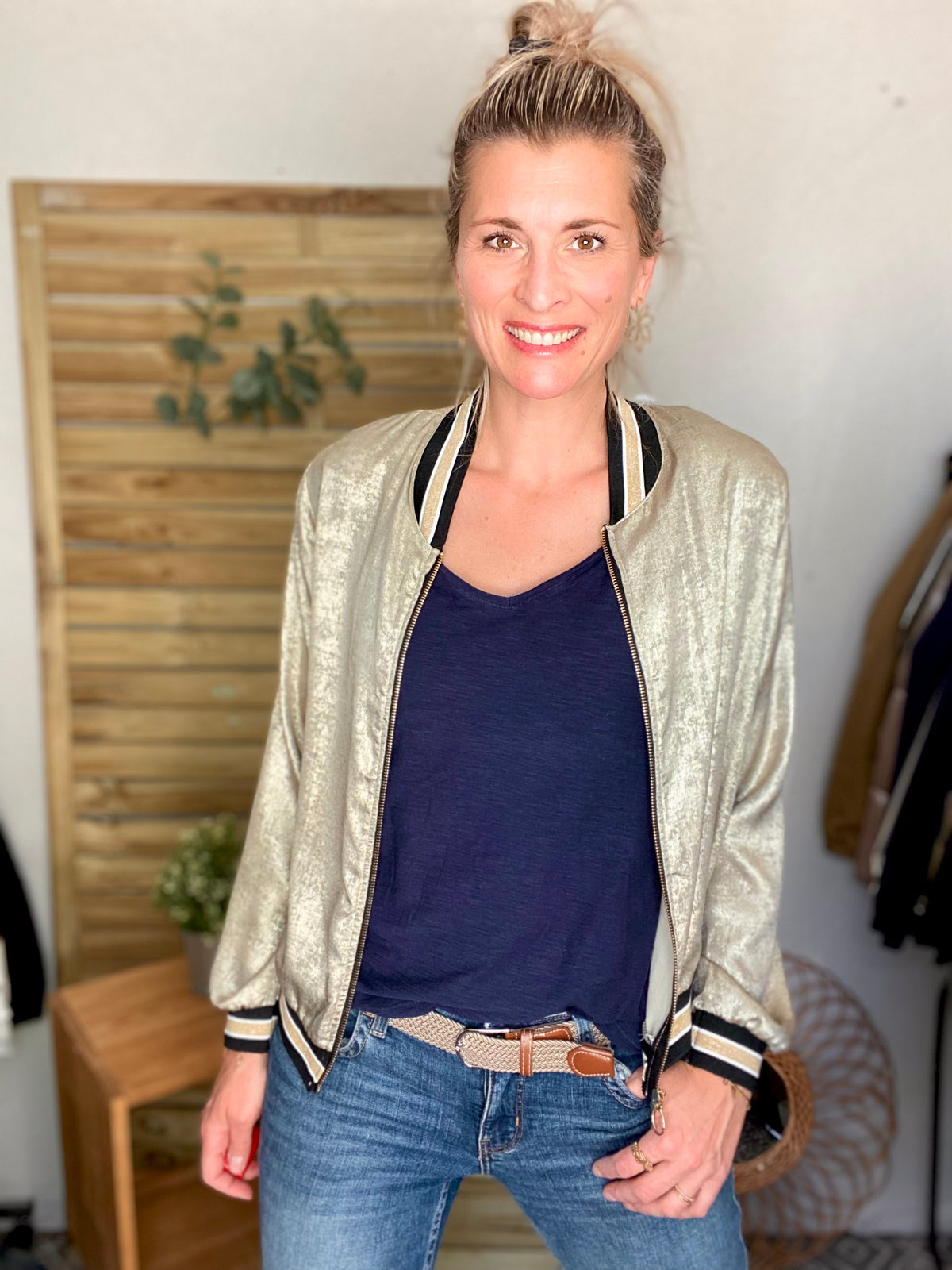 Veste bombers léger EMILY - Doré