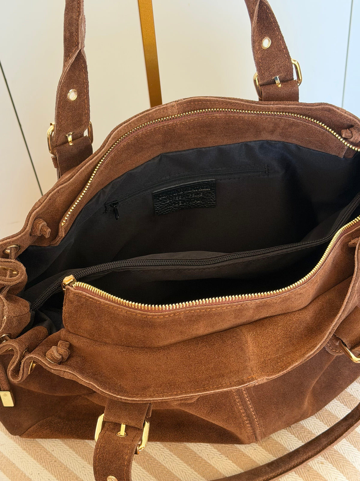 Sac cabas XL en cuir daim • JASPER Café