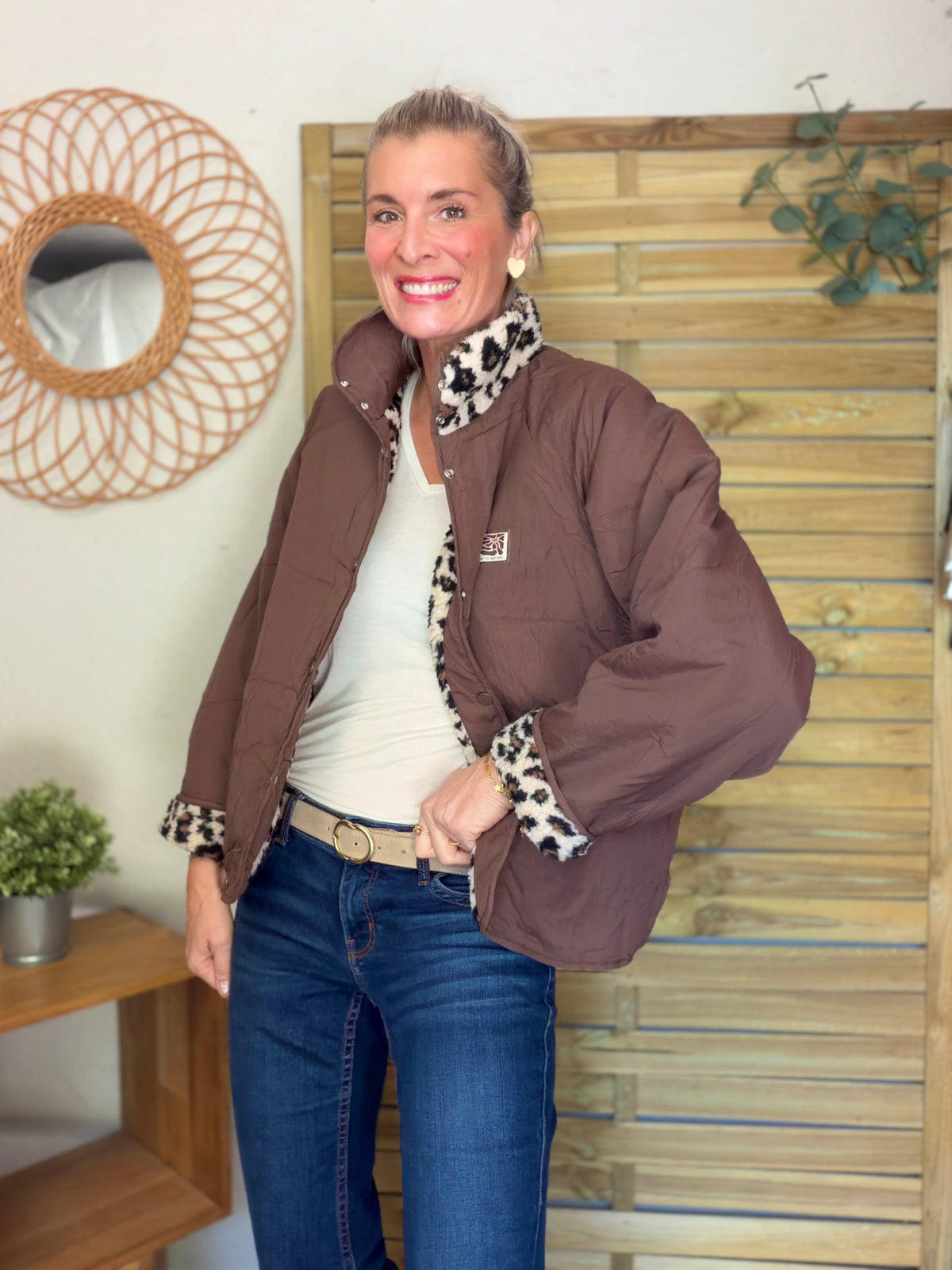 Veste matelassée réversible Sherpa AMÉLIE Choco / Léo