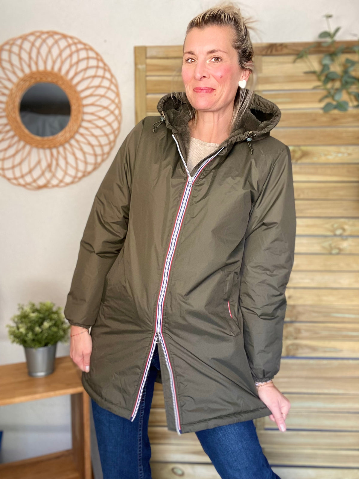 LAURA JO - Parka Imperméable LOUISE LONG fourré - Kaki