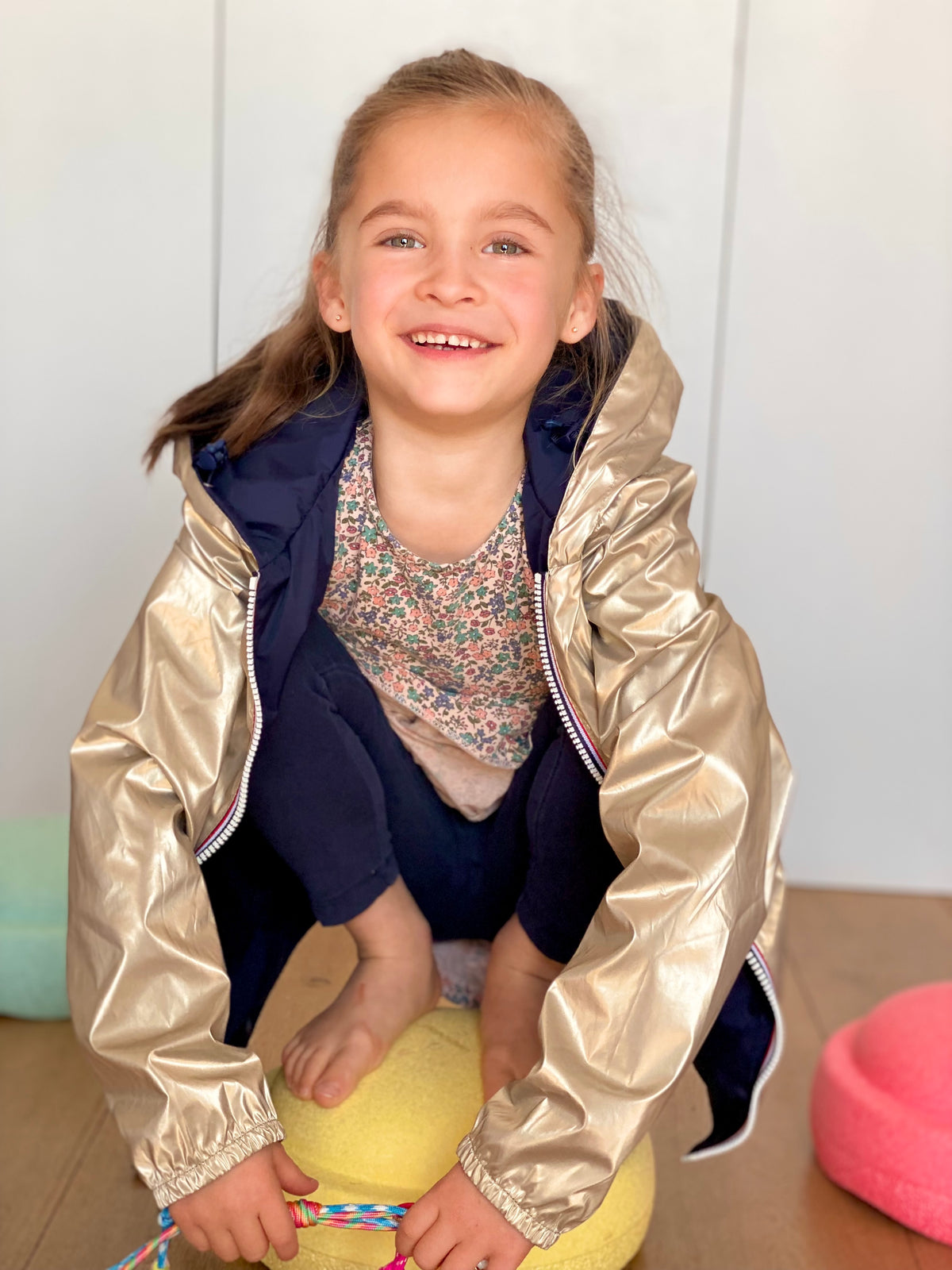 LAURA JO - Imperméable réversible léger GARANCE KIDS enfant (mixte) - Bleu Marine / Doré • DÉSTOCKAGE sur Taille 6 ans