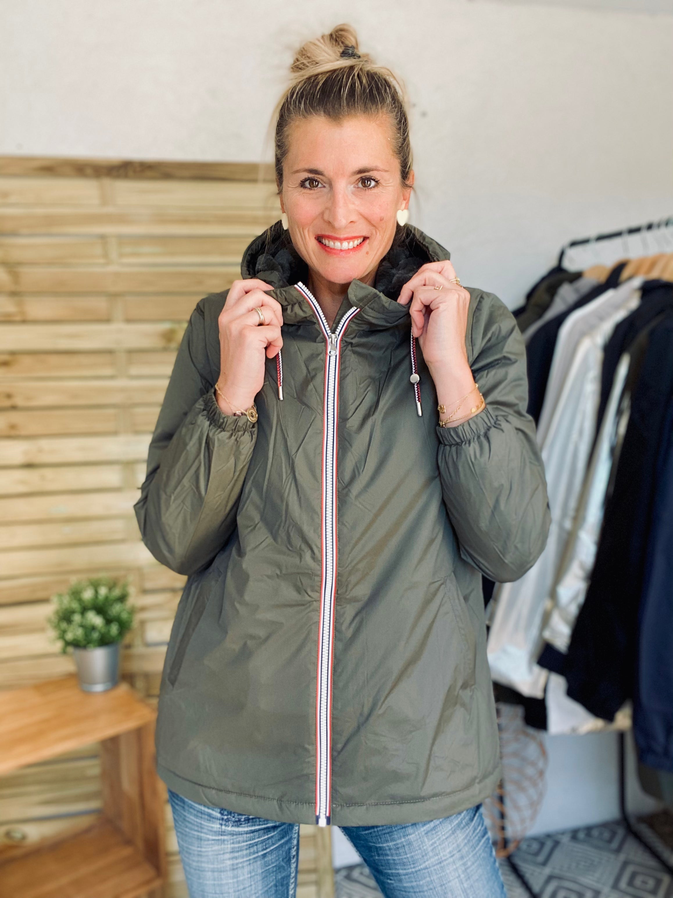 LAURA JO - Parka Imperméable THELMA MI-LONG fourré - Kaki