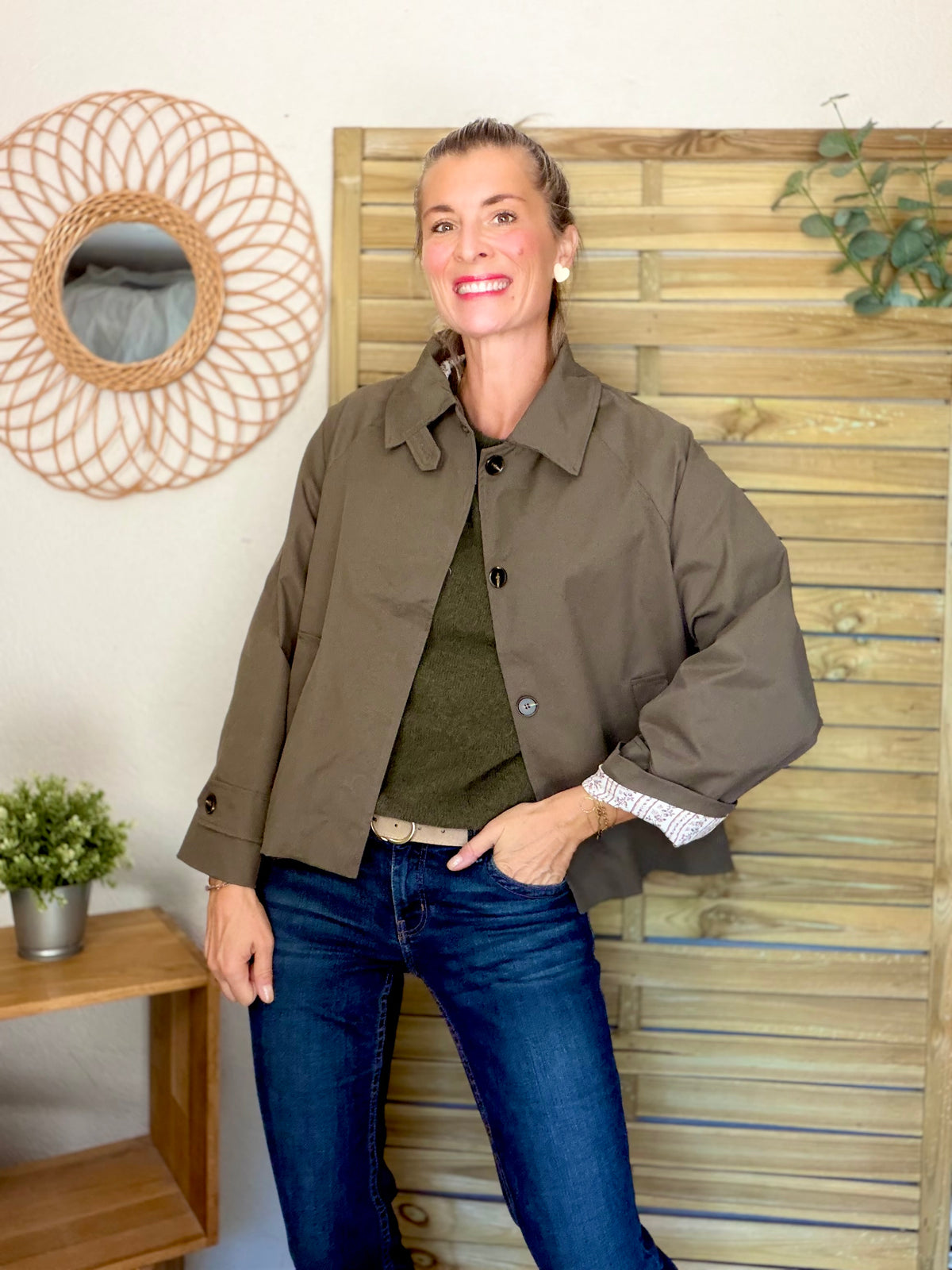 Veste Trench avec Liberty - MADELEINE Kaki