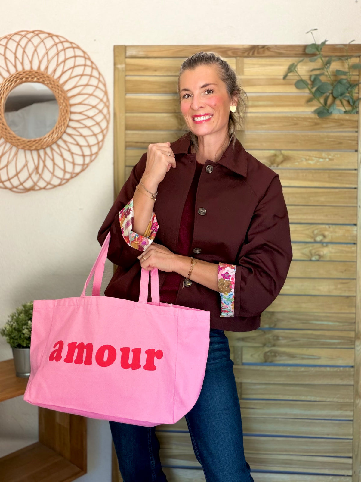 Veste Trench en coton Bordeaux fleuri - MAHAUT - LILI et LALA