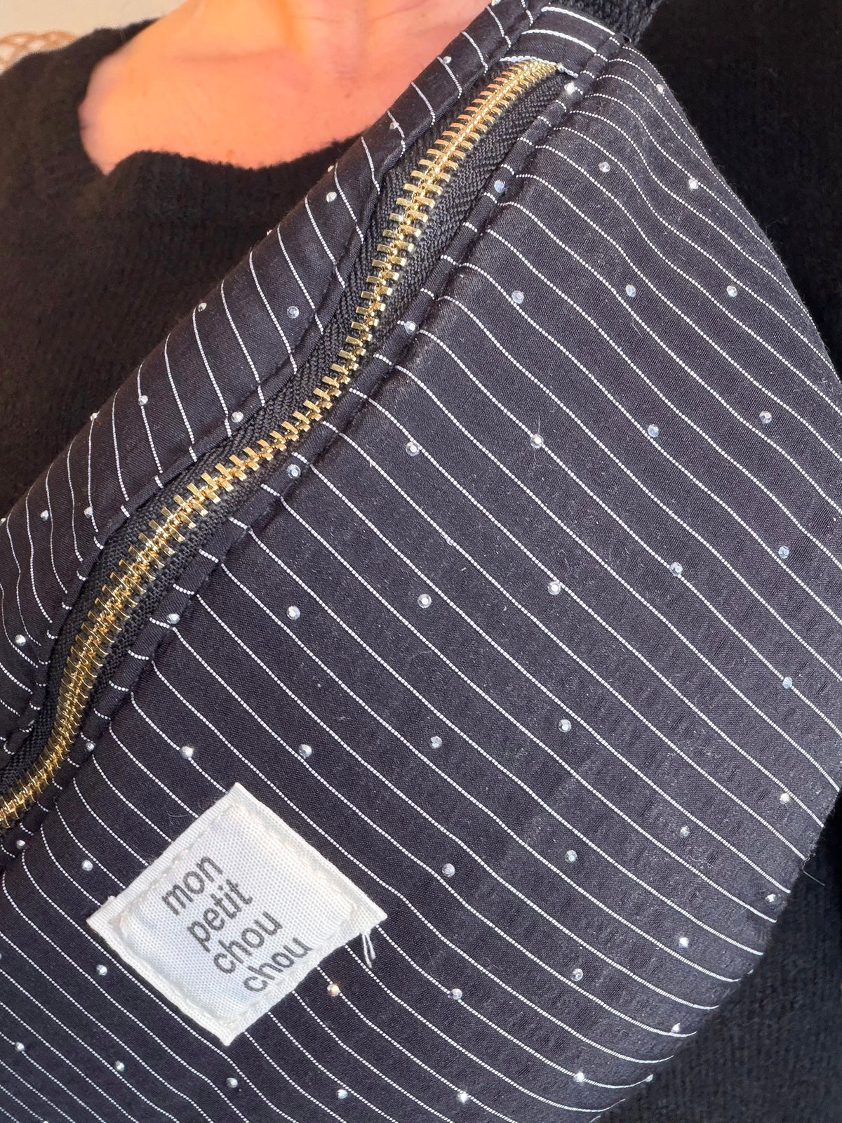 Sac banane avec strass BONNIE - Rayée noir