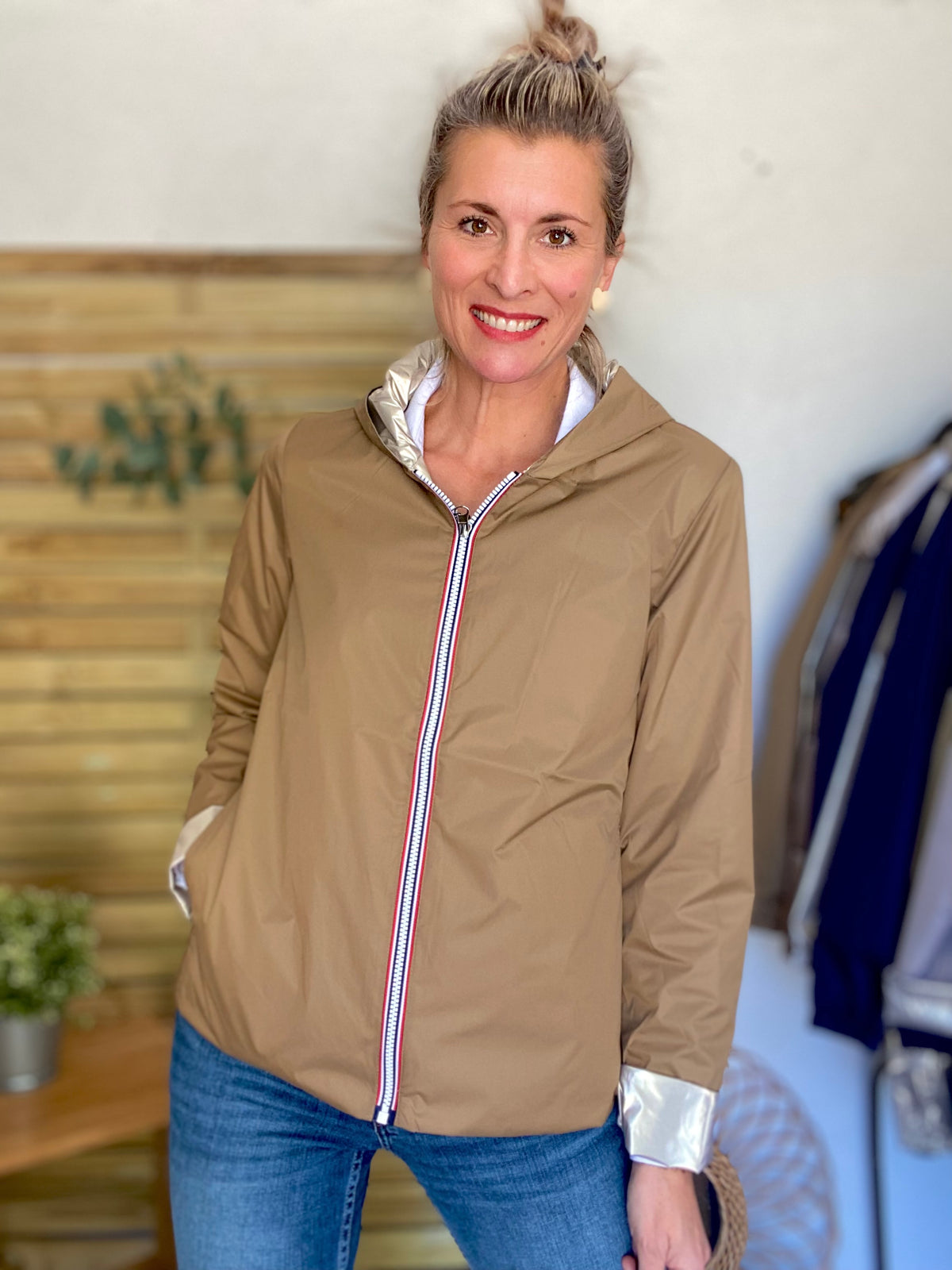 LAURA JO - Imperméable réversible GARANCE COURT léger - Camel/Doré