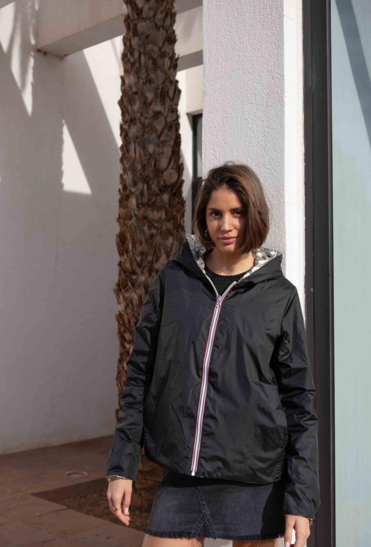 LAURA JO - Imperméable réversible rembourré LOUISON COURT - Noir/Doré • DÉSTOCKAGE sur Taille XL
