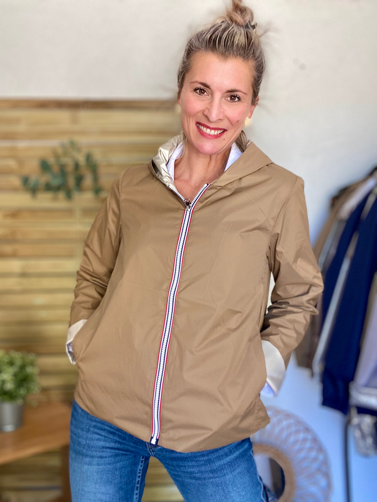 LAURA JO - Imperméable réversible GARANCE COURT léger - Camel/Doré