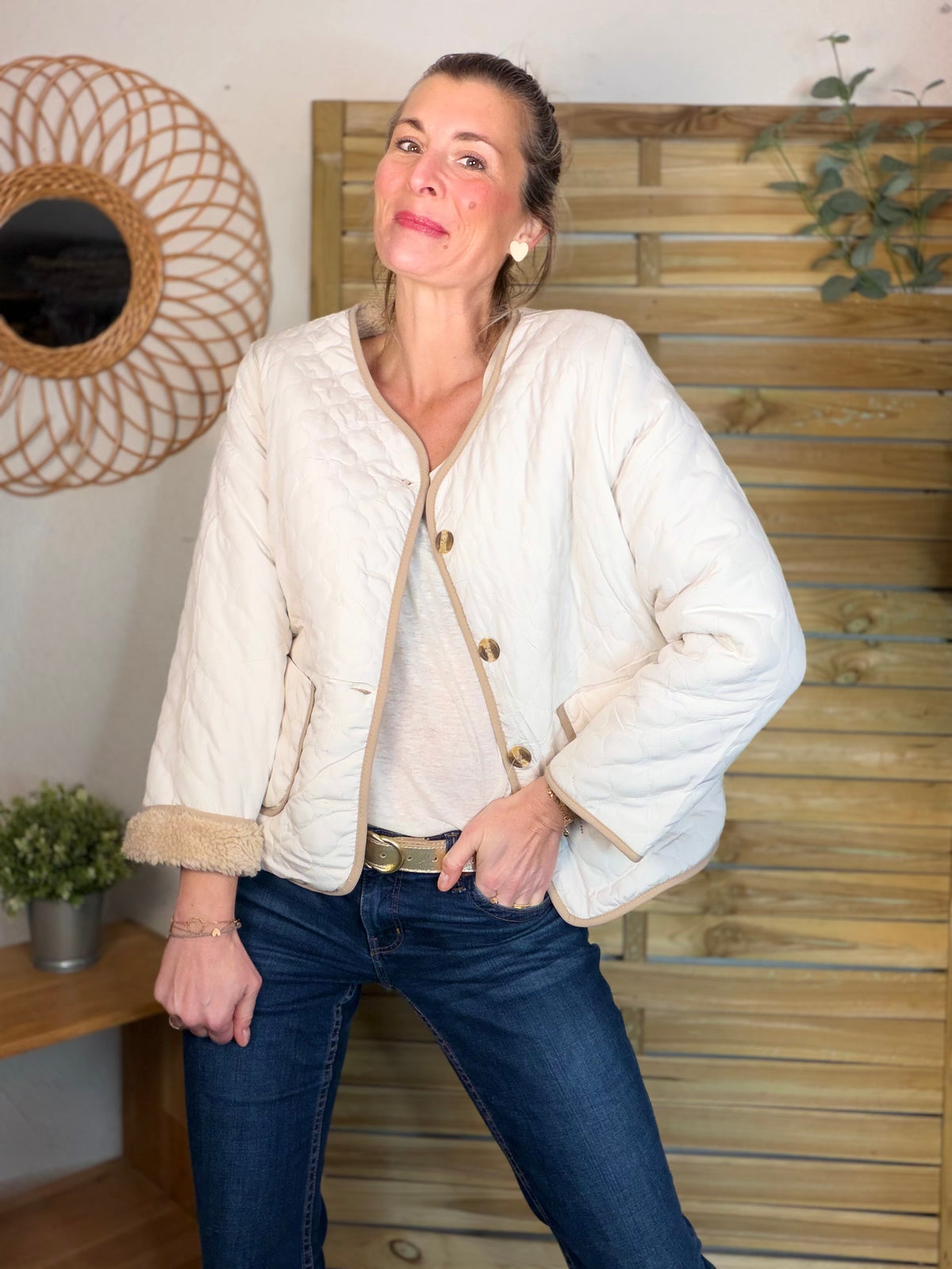 ⚡️ ARRIVAGE - Veste matelassée réversible Sherpa NOÉMIE Beige