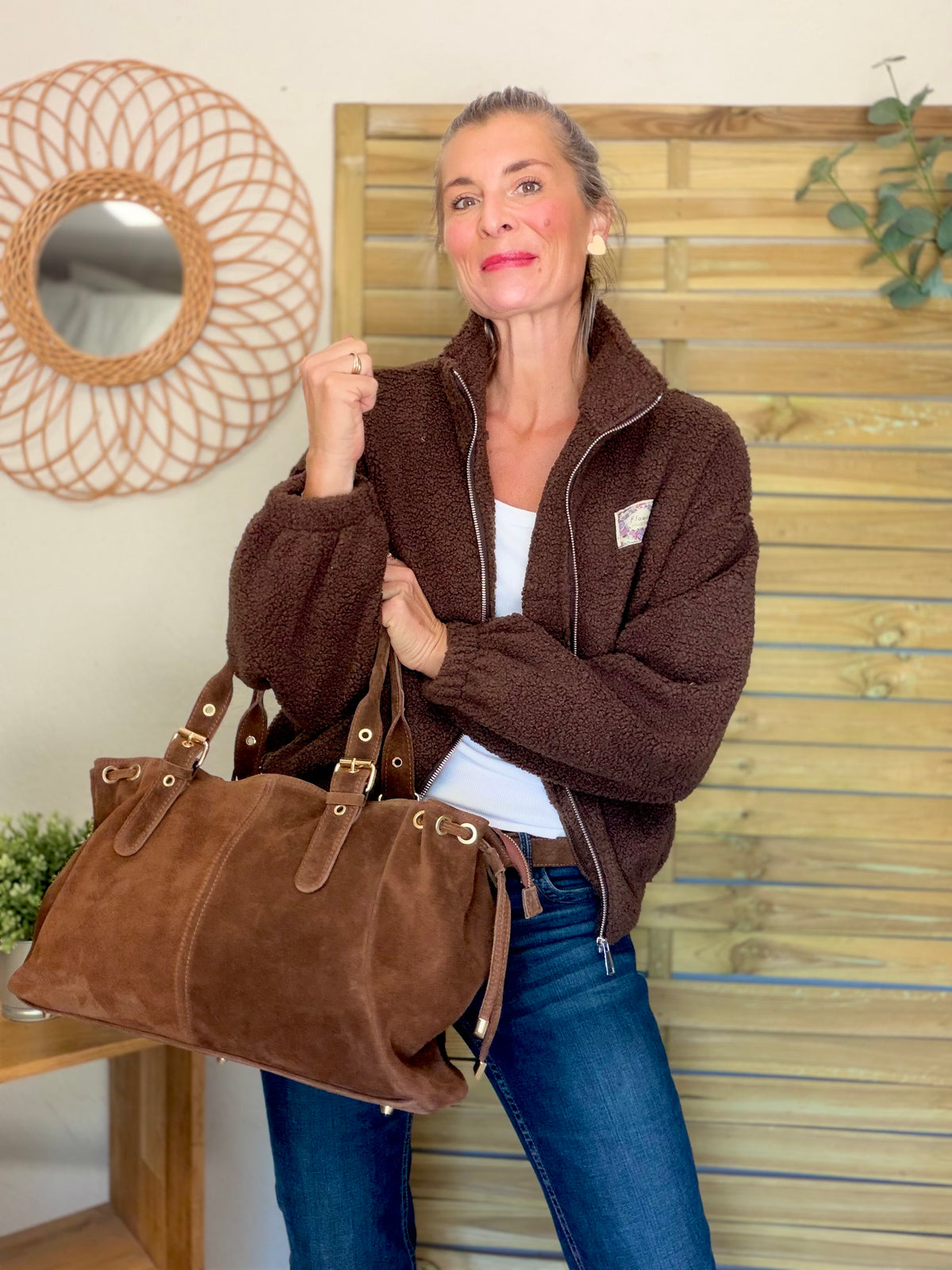 ⚡️ ARRIVAGE • Veste teddy Sherpa zippée LÉONIE Chocolat