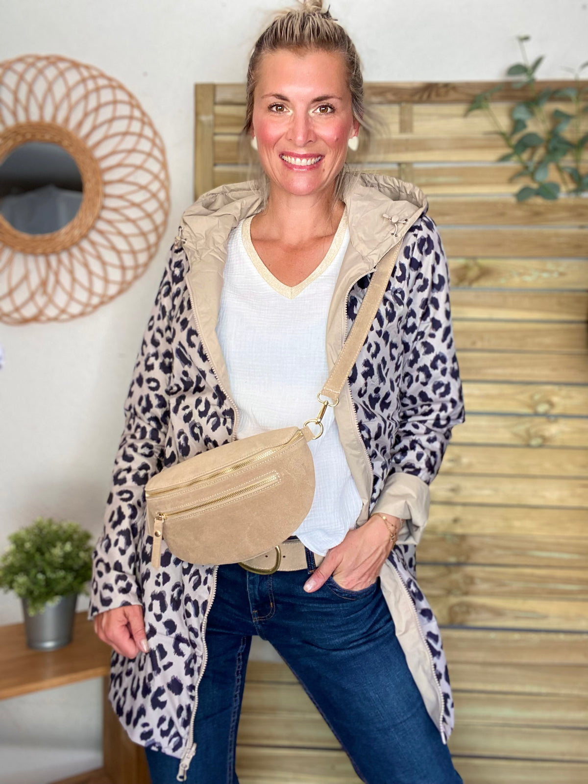 LAURA JO - Imperméable réversible rembourré LOUISON LONG - Beige / Léo