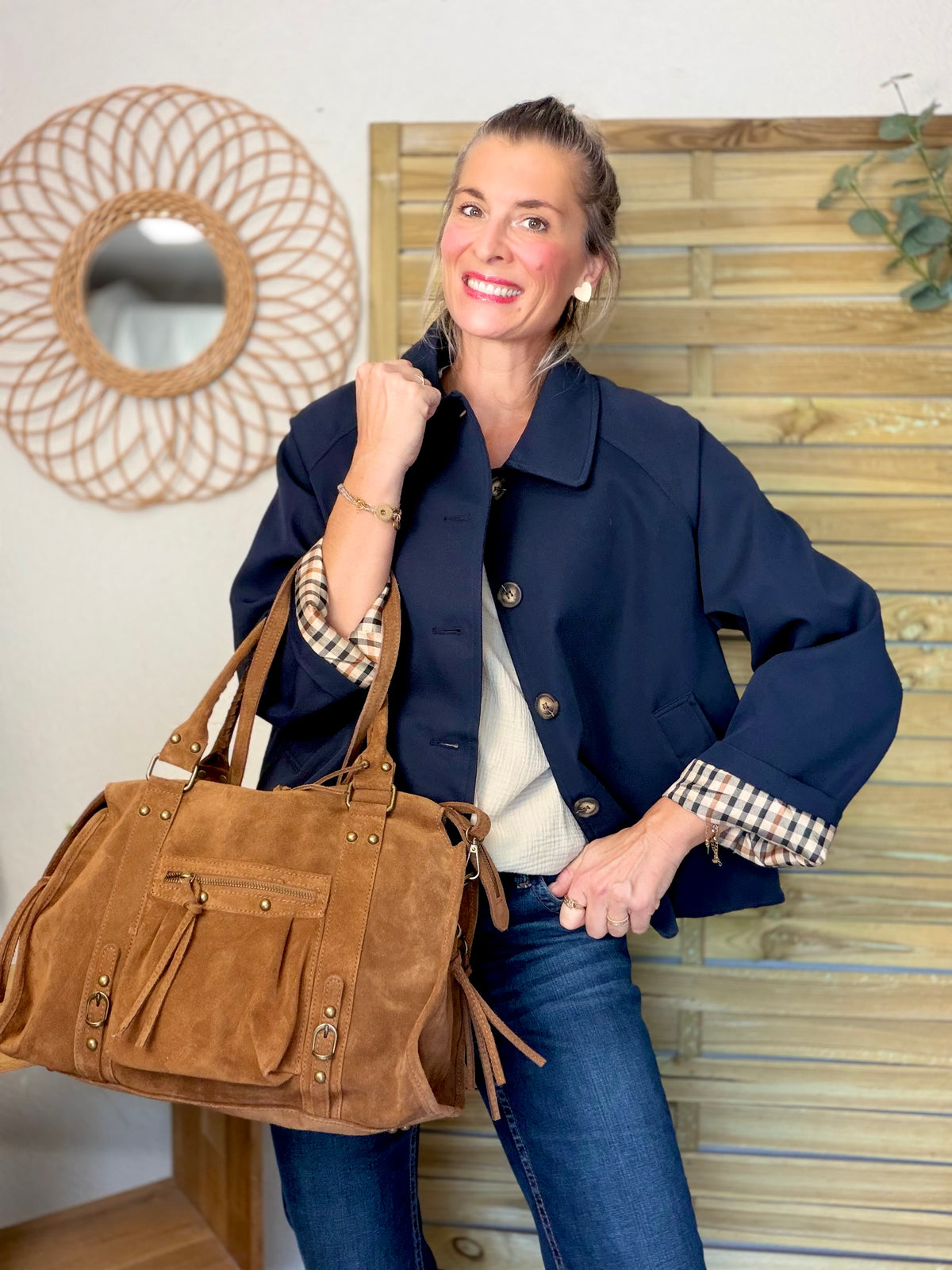 ⚡️ ARRIVAGE • Veste Trench, doublure à carreaux DANA Bleu marine
