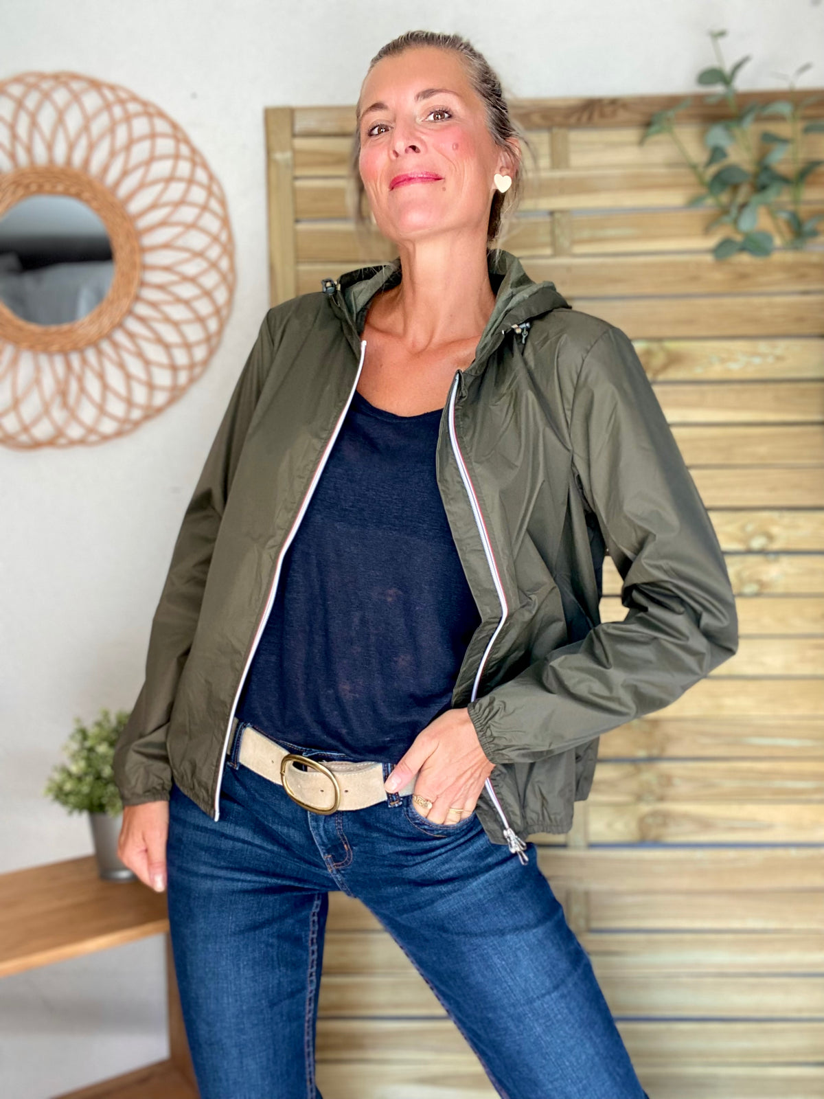 LAURA JO - Coupe vent imperméable ANNA COURT Kaki