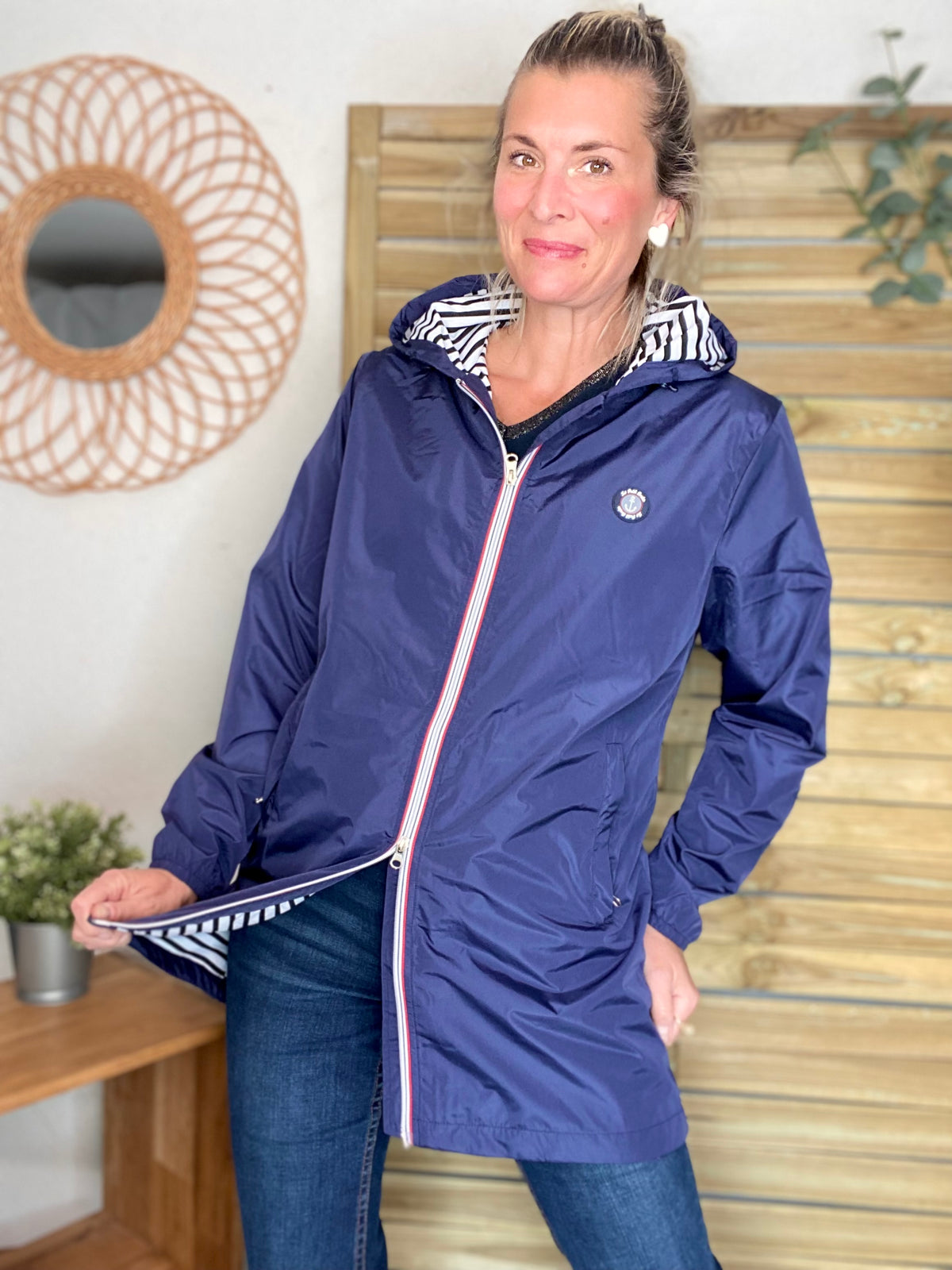 Imperméable doublé unisexe CÉLESTE - LE PETIT BRETON - Bleu Marine (taille petit) - FIN DE SÉRIE