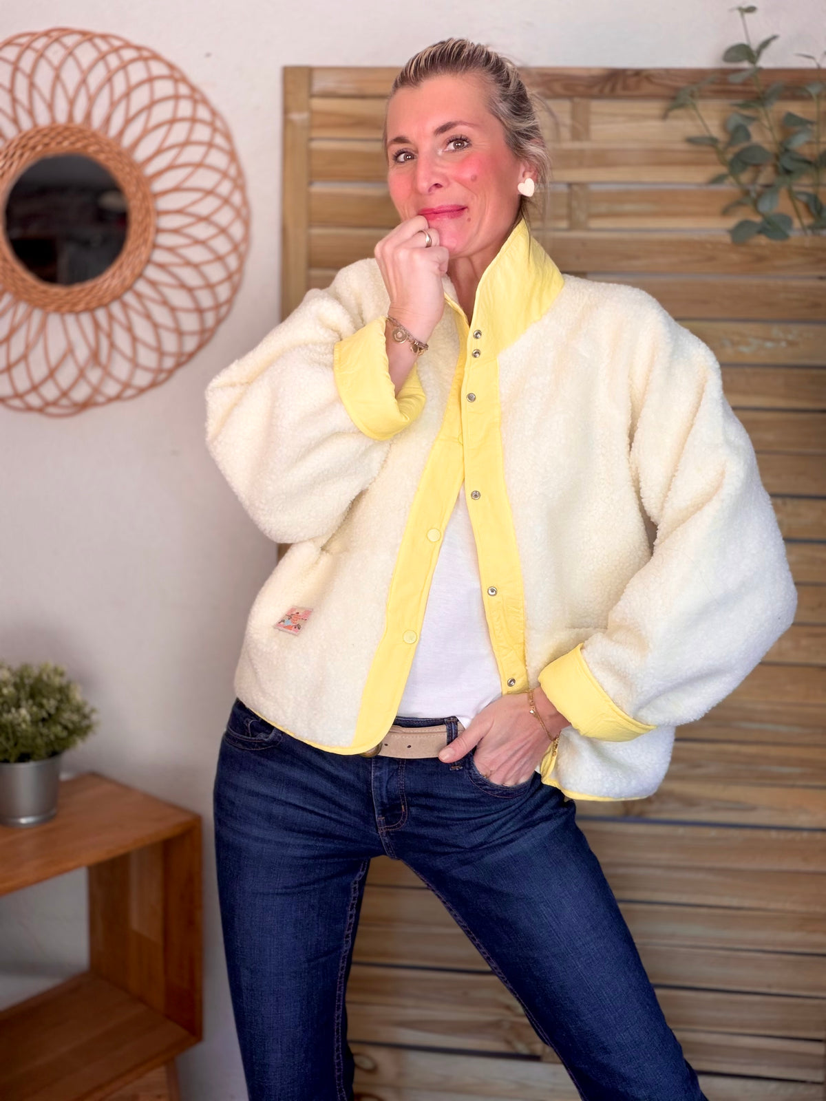 Veste matelassée réversible Sherpa AMÉLIE Jaune - FIN DE SÉRIE