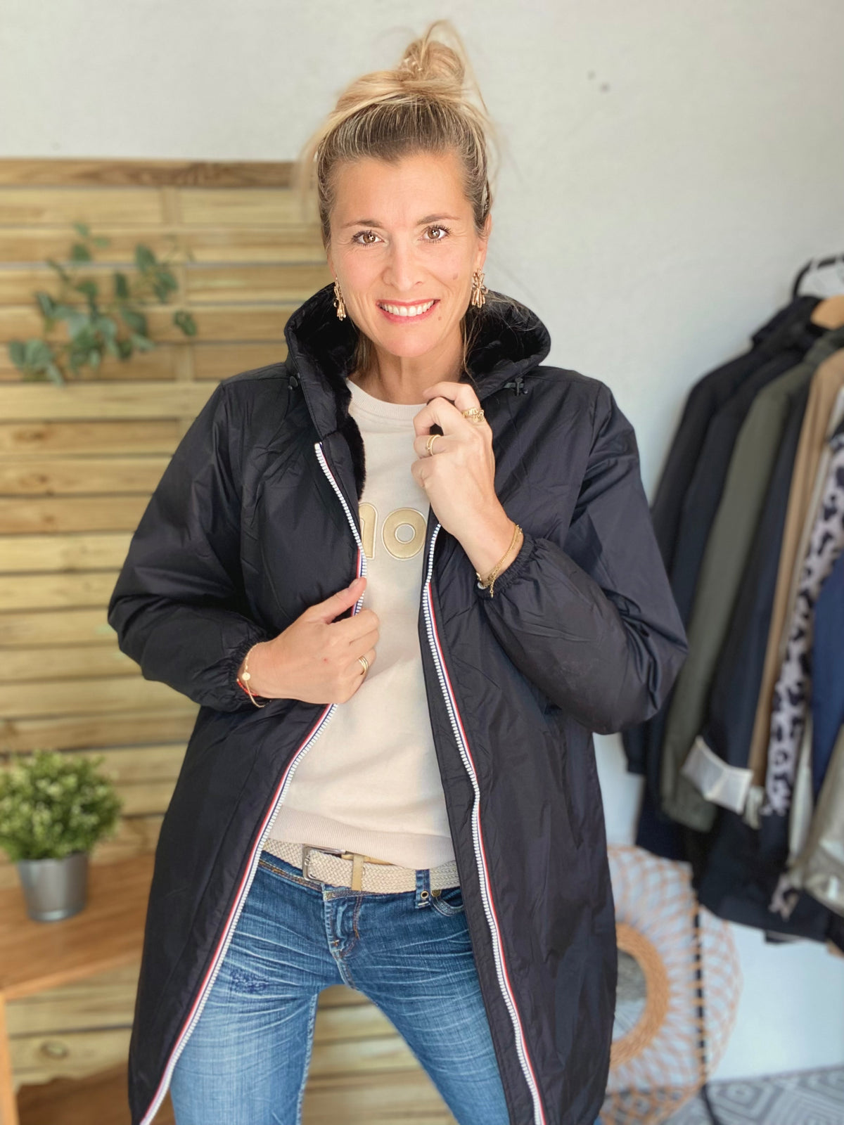 LAURA JO- Parka Imperméable LOUISE LONG fourré - Noir