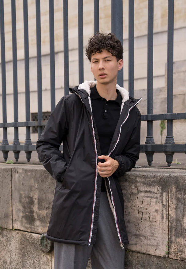 LAURA JO - Parka Imperméable Homme LOUIS* LONG Noir / sherpa écru