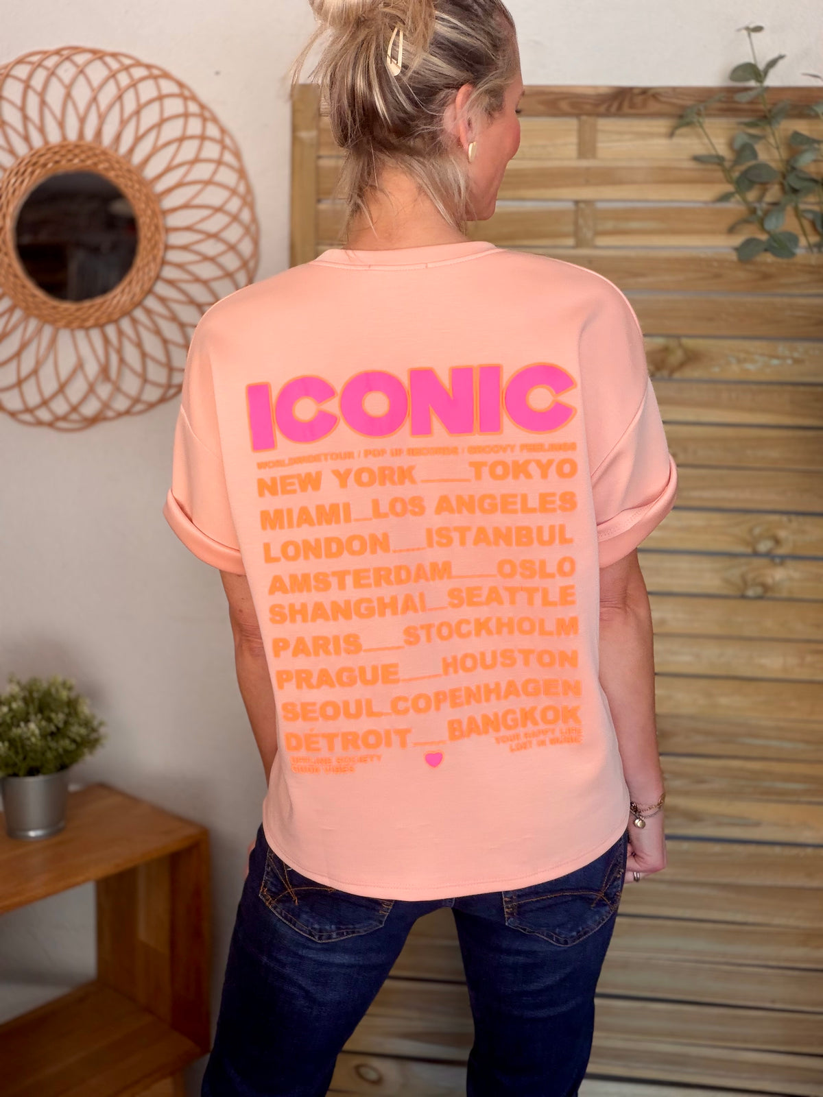 Tee shirt ICONIC matière sweat - THÉA Saumon