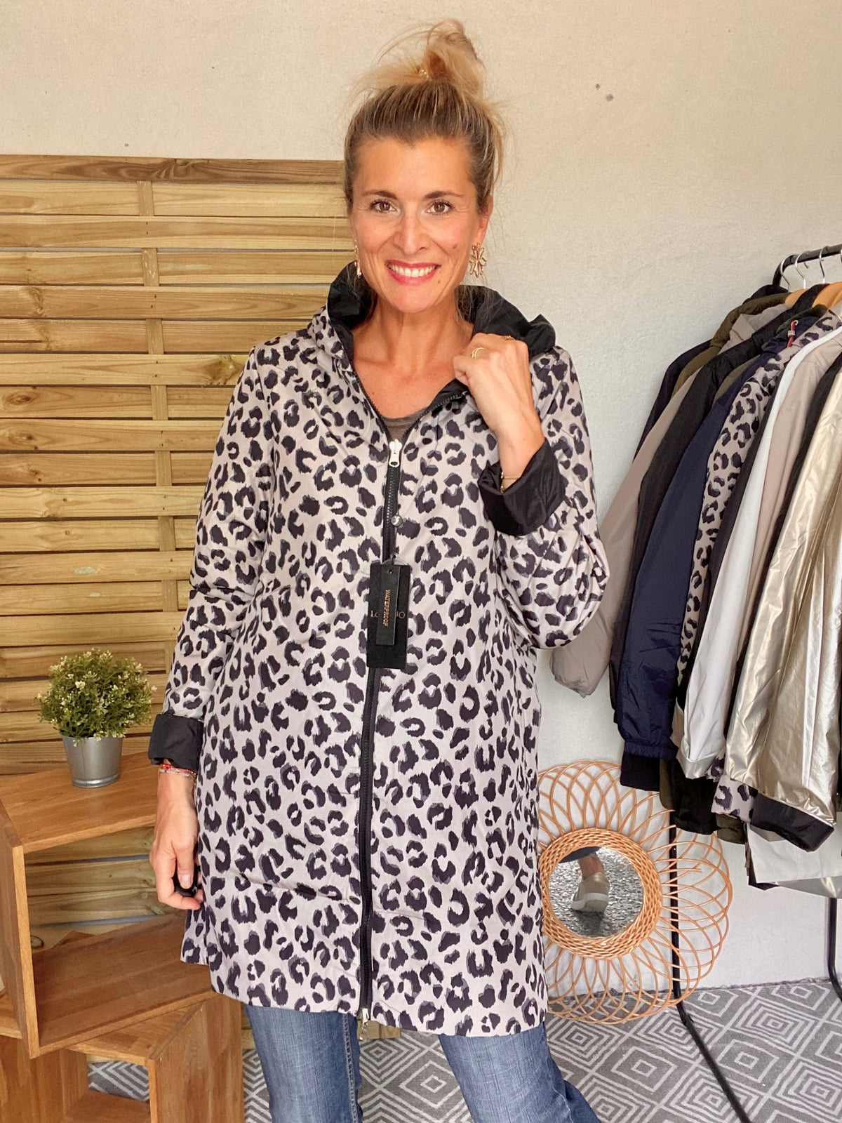 LAURA JO - Imperméable réversible rembourré LOUISON LONG - Noir / Léo