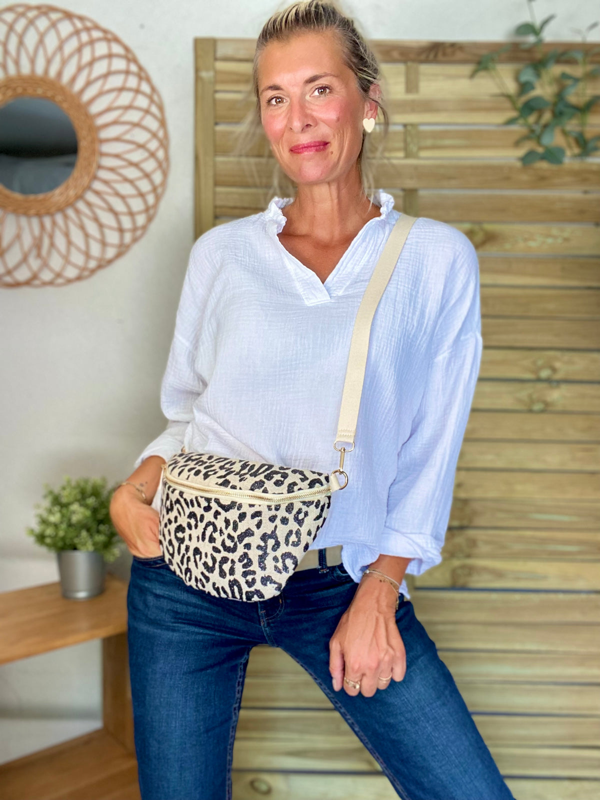 Blouse en gaze de coton SIERRA Blanche - manches longues • FIN DE SÉRIE