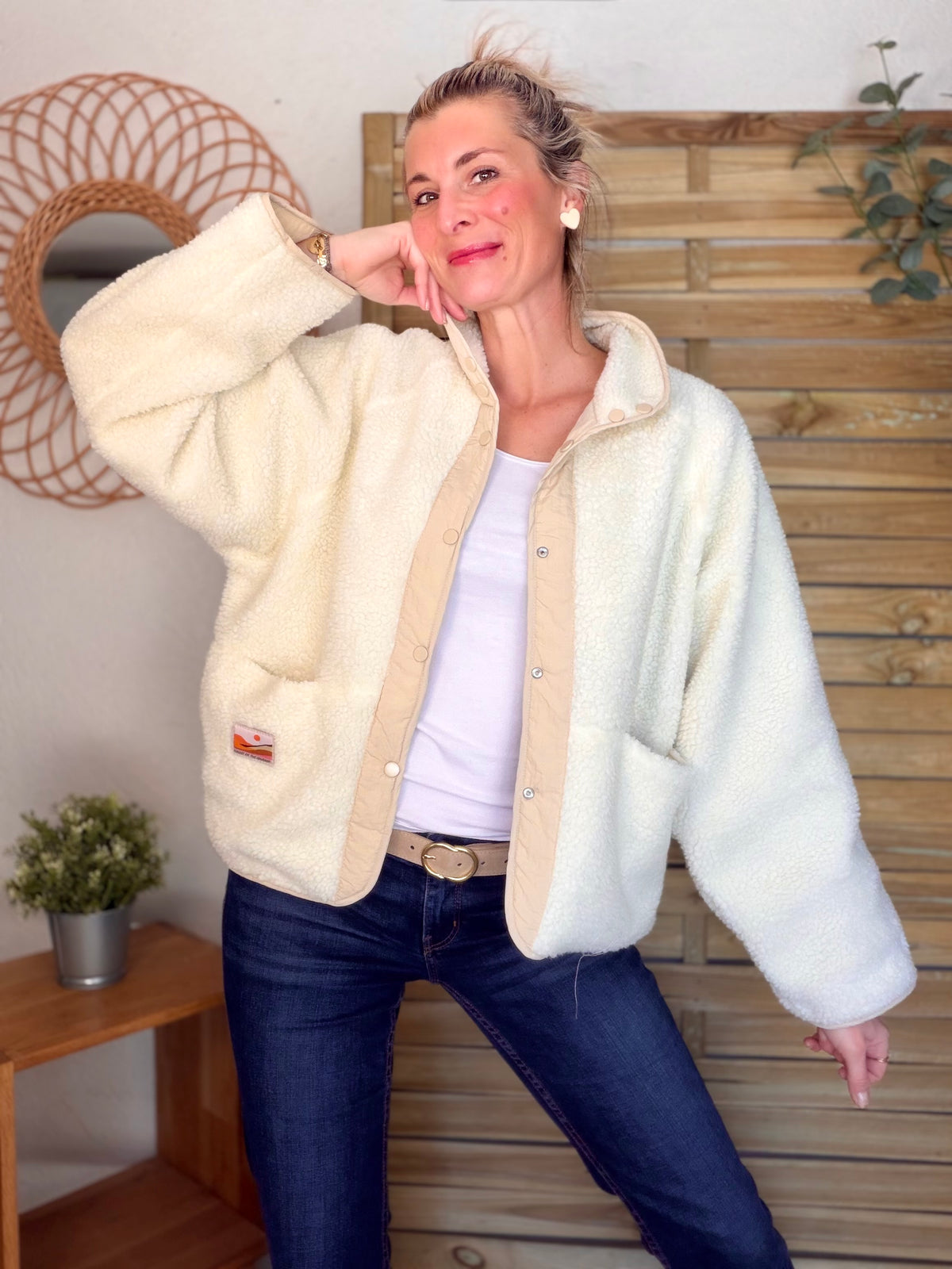 Veste matelassée réversible Sherpa AMÉLIE Beige