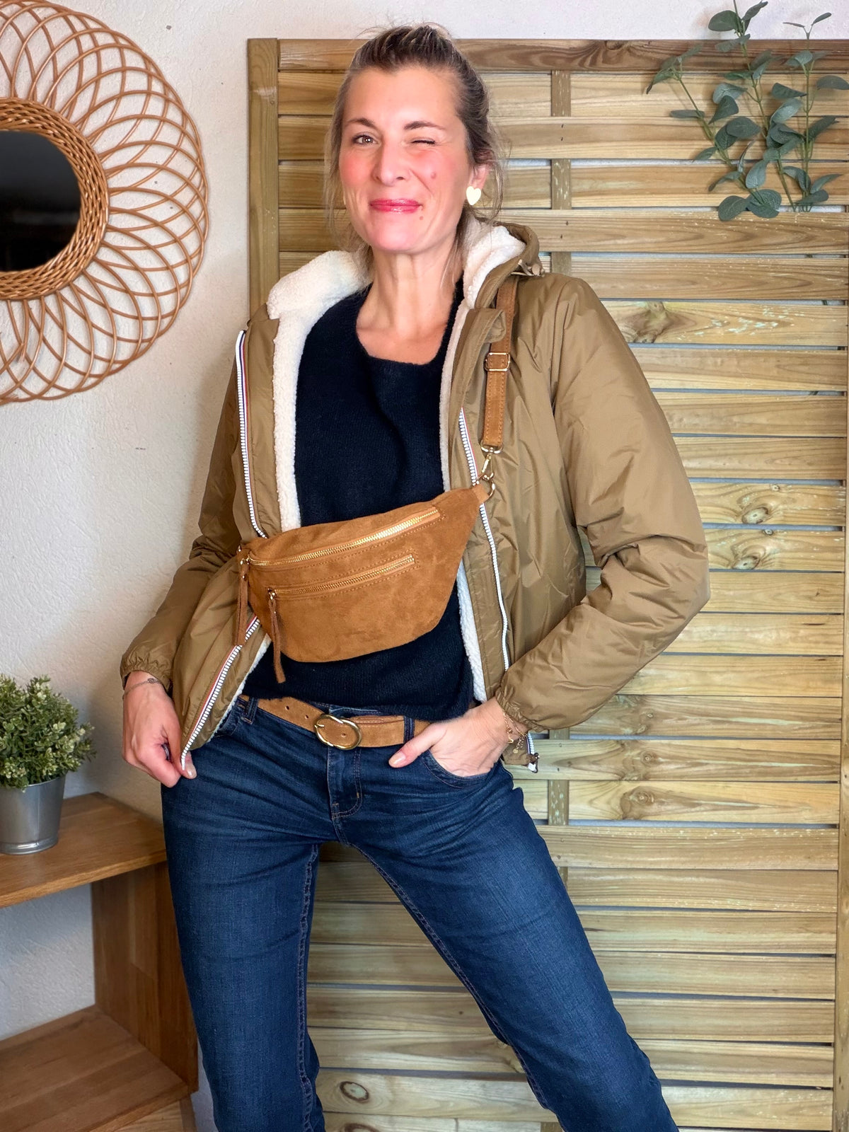 LAURA JO - Parka Imperméable LOUISE COURT sherpa - Camel