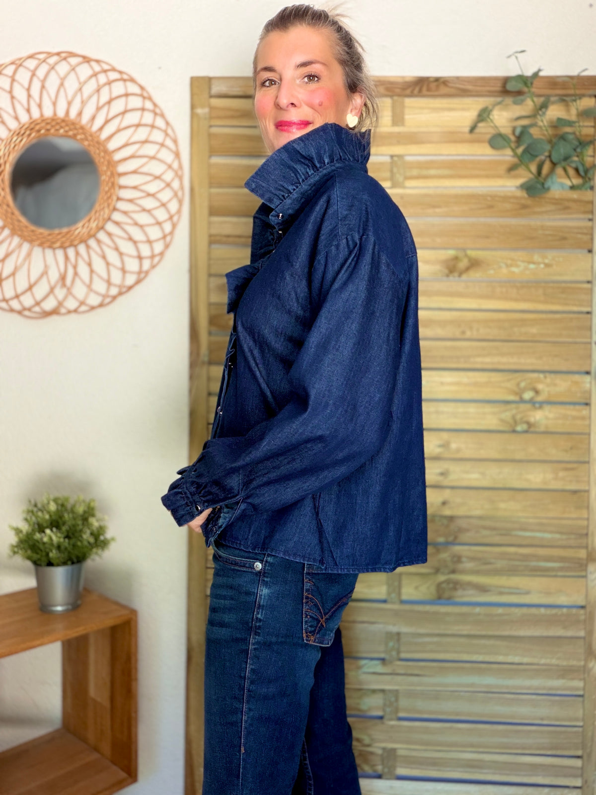 Chemise Denim brut col victorien SOPHIE