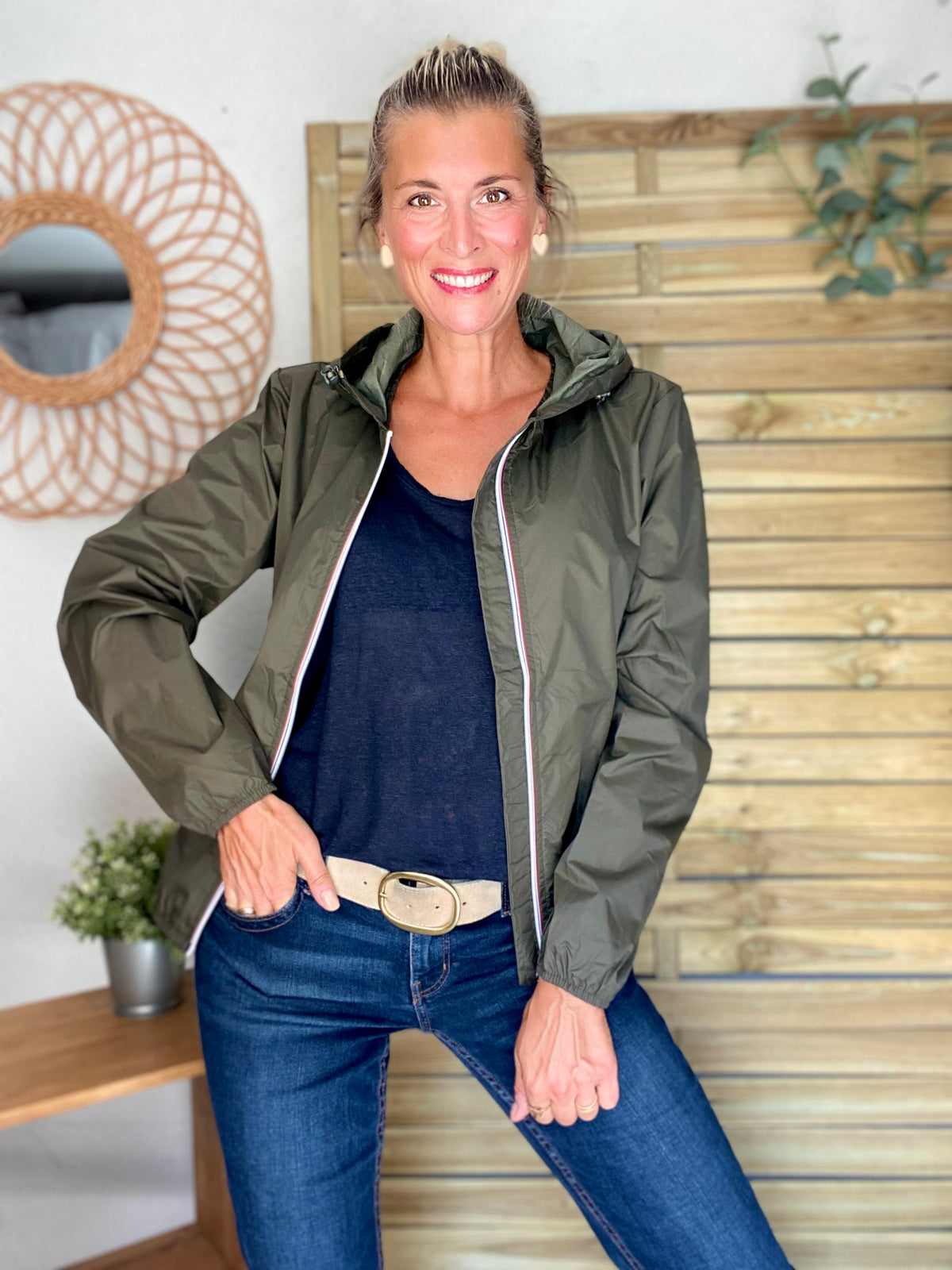 LAURA JO - Coupe vent imperméable ANNA COURT Kaki