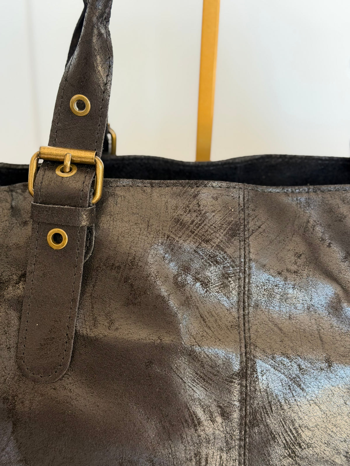 Sac cabas XL en cuir vieilli • COOPER Noir