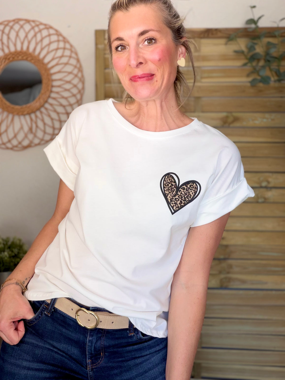Tee shirt Cœur Léo PALOMA Blanc - FIN DE SÉRIE