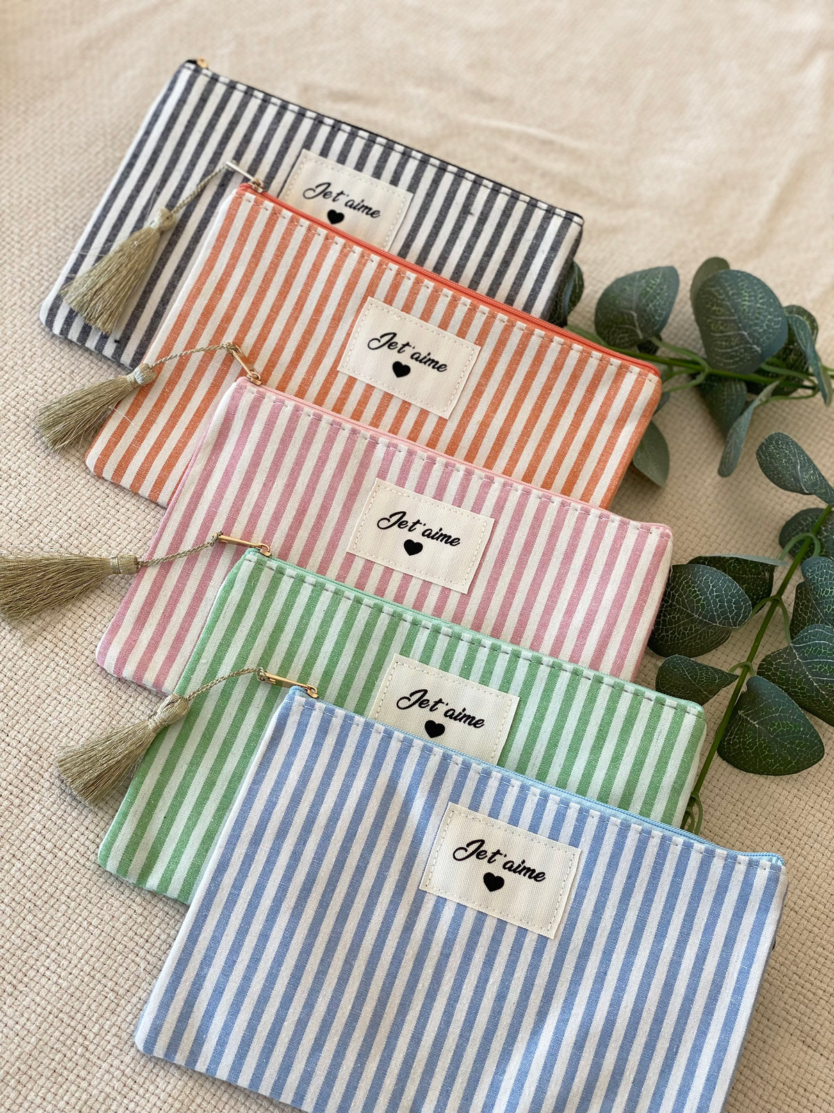Pochette XL rayée «Je t’aime» - SARAH