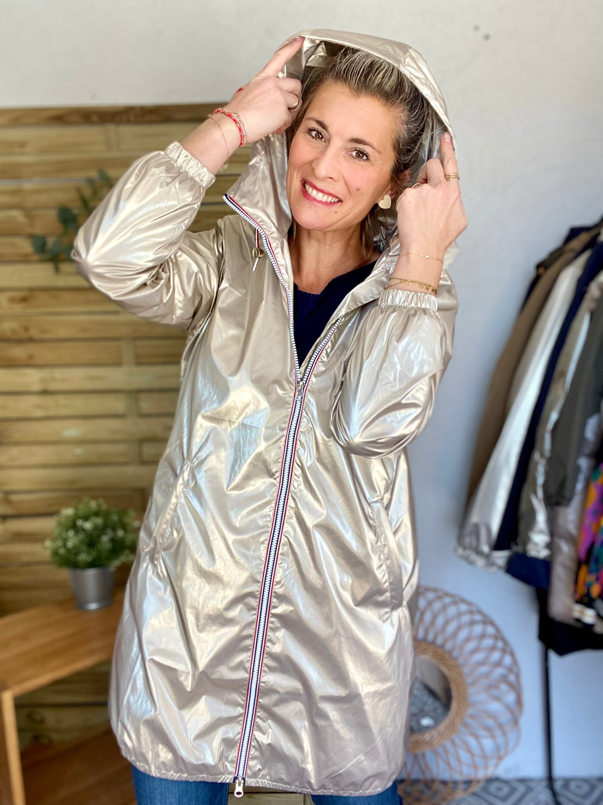 Imperméable mi-saison doublé SOLINE LONG - Doré - LAURA JO - FIN DE SÉRIE