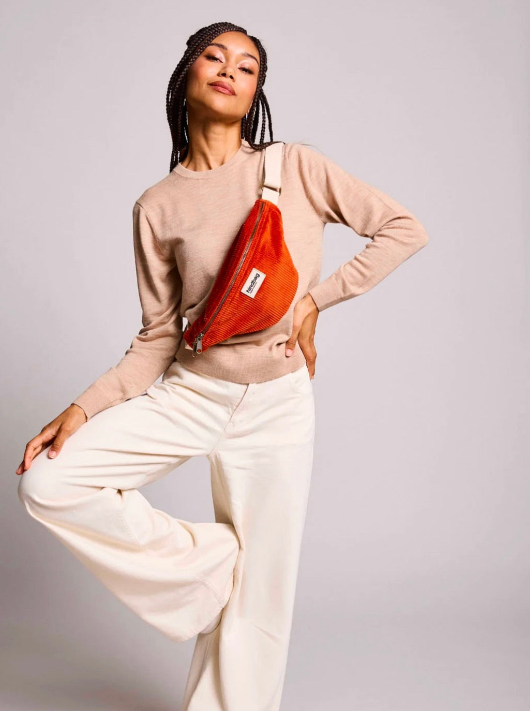 HINDBAG OLIVIA - Sac banane Velours Brique