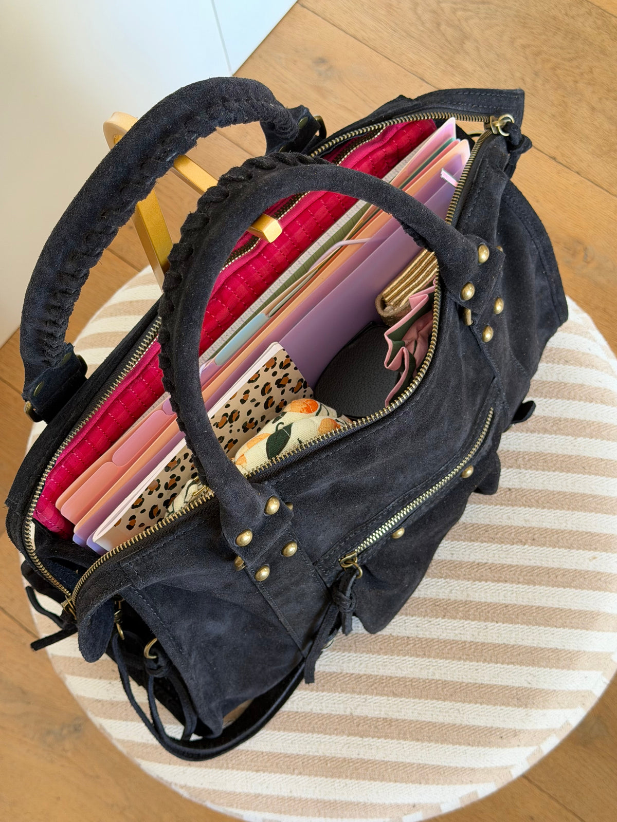 Sac cabas XL en cuir daim • HUNTER Noir