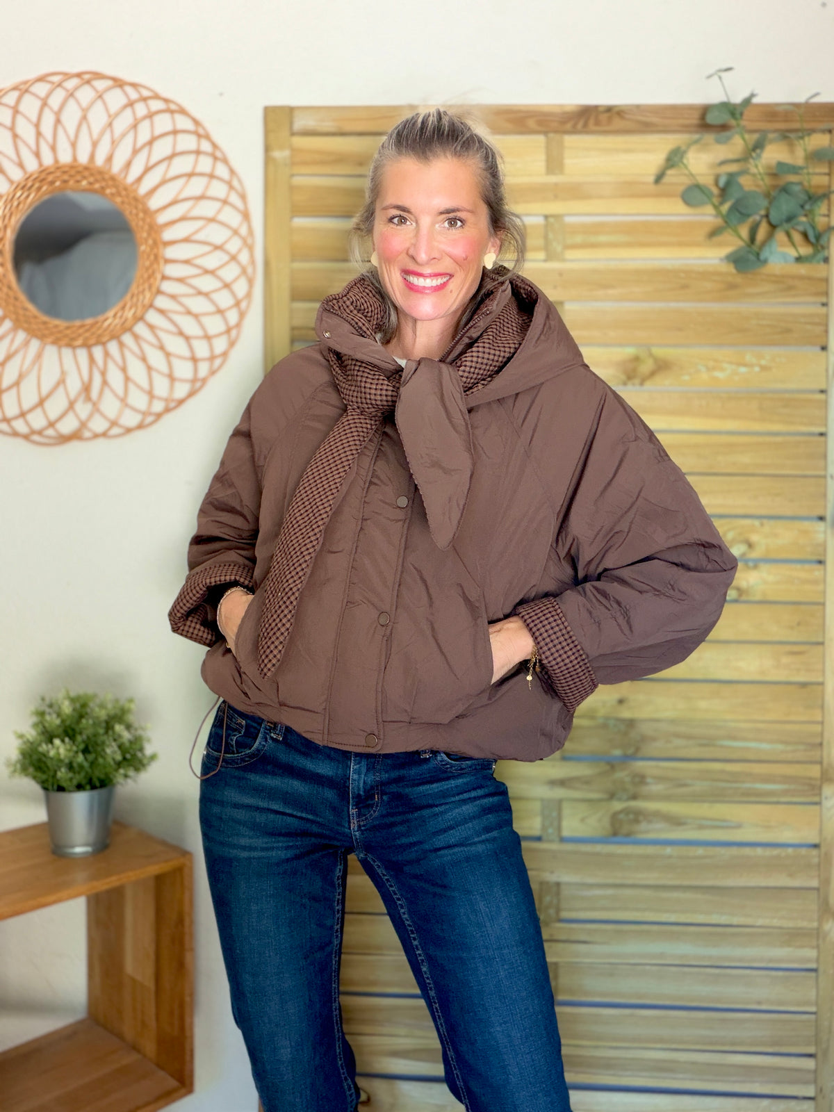 Veste matelassée capuche amovible réversible ODILE Chocolat