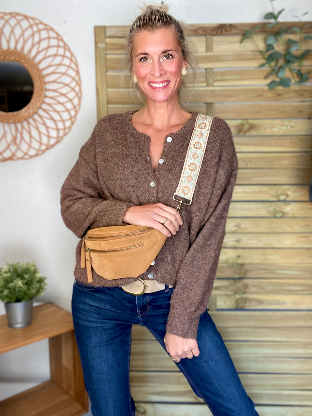 Gilet en maille MERYL - Chocolat chiné (noisette)