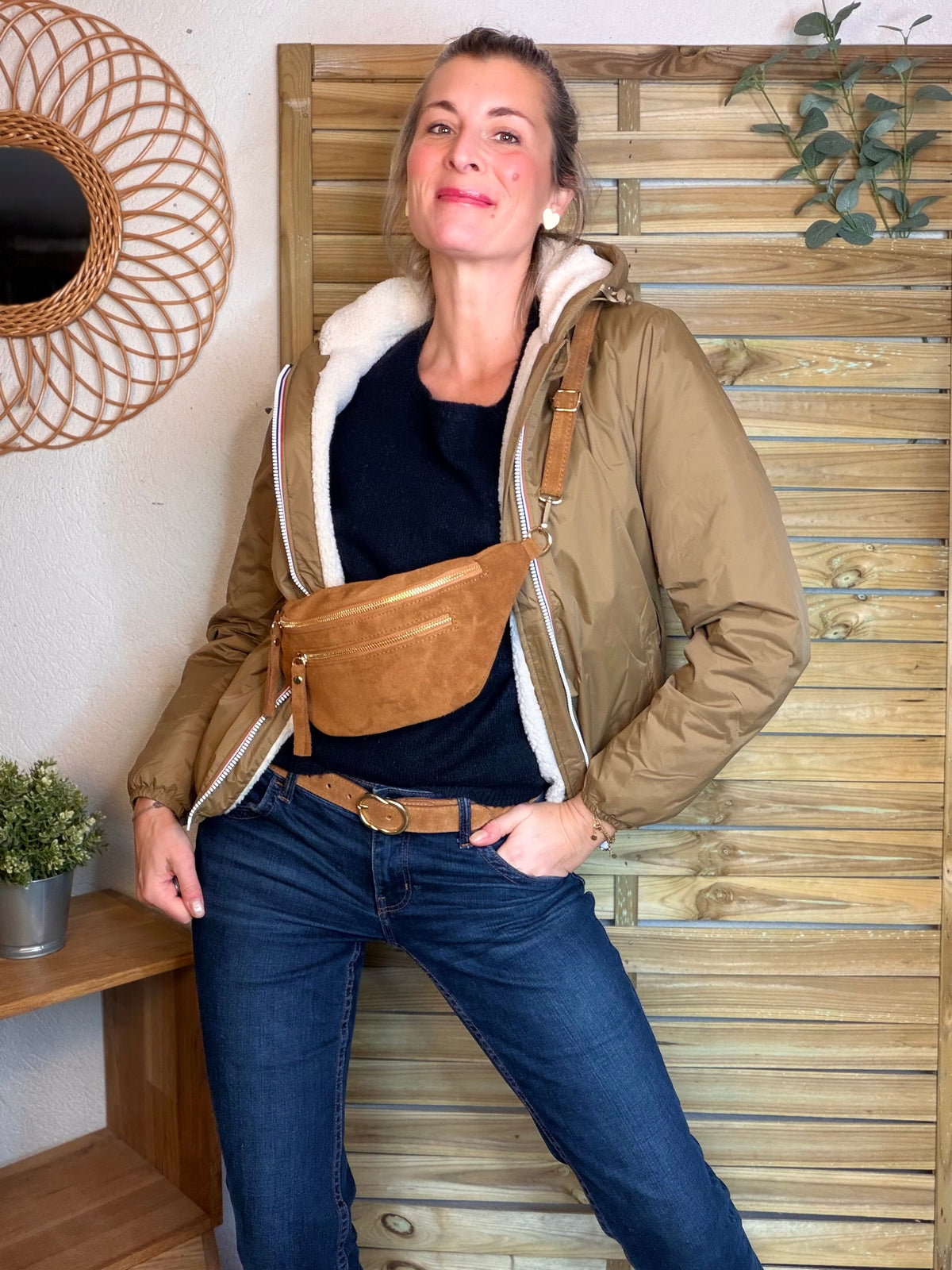 LAURA JO - Parka Imperméable LOUISE COURT sherpa - Camel