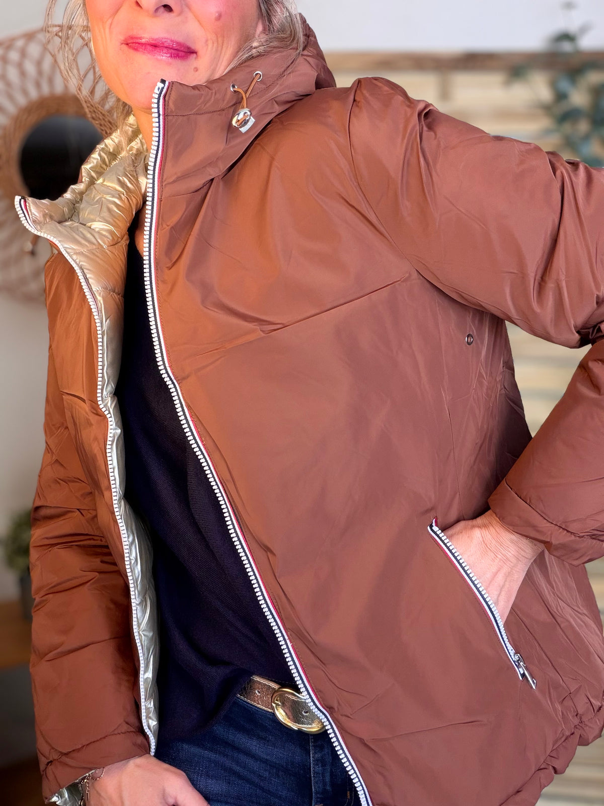 Doudoune imperméable réversible ANGÈLE COURT - Rouille choco - MELYA MELODY