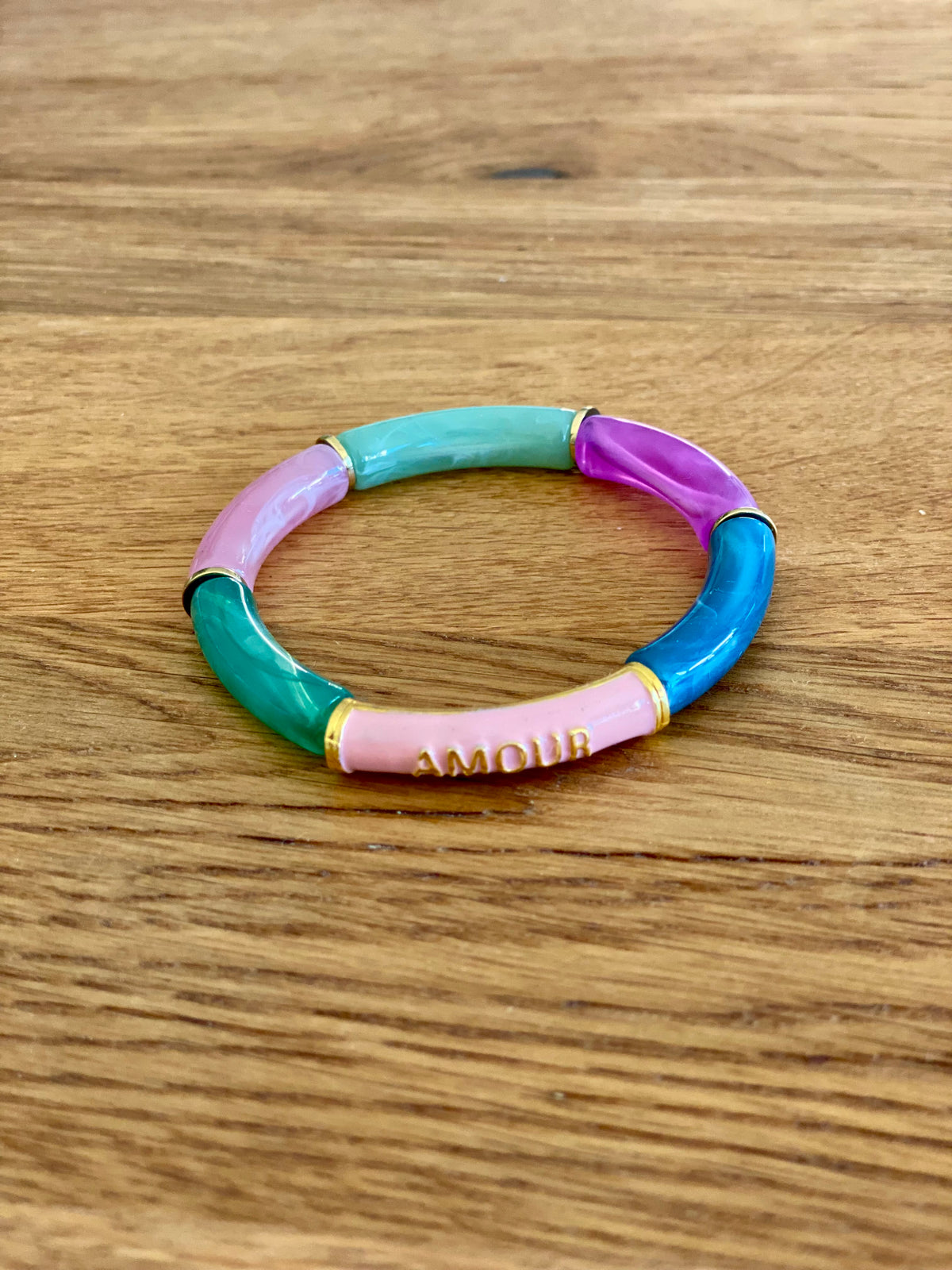 Bracelet élastique en résine multicolore Amour - ELLA (12 coloris au choix)