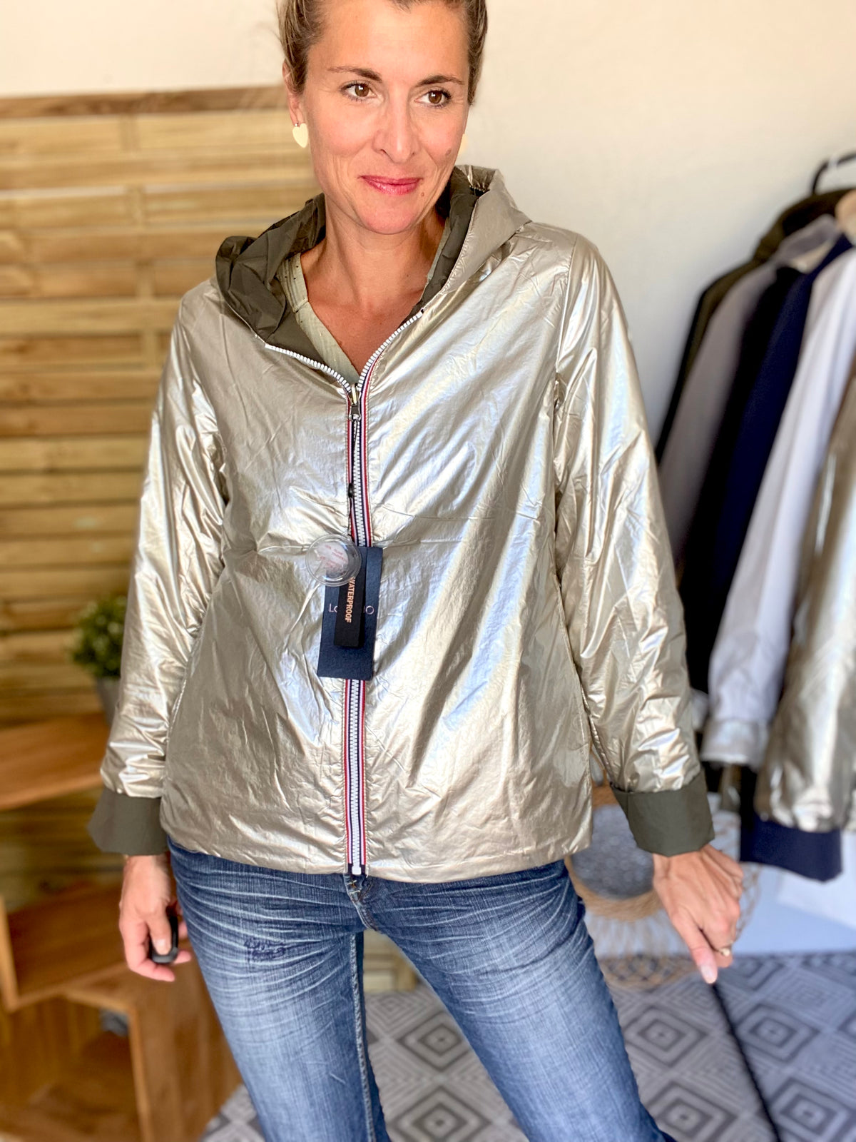 LAURA JO - Imperméable réversible rembourré LOUISON COURT - Kaki/Doré