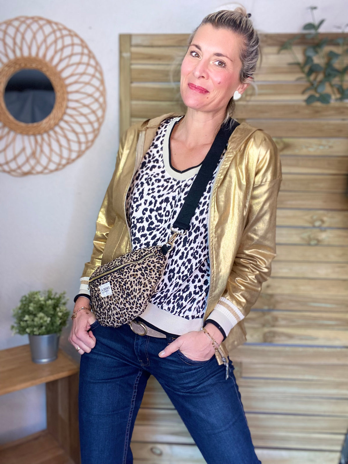 Sweat imprimé Léo 🐆 AMANDINE - Noir