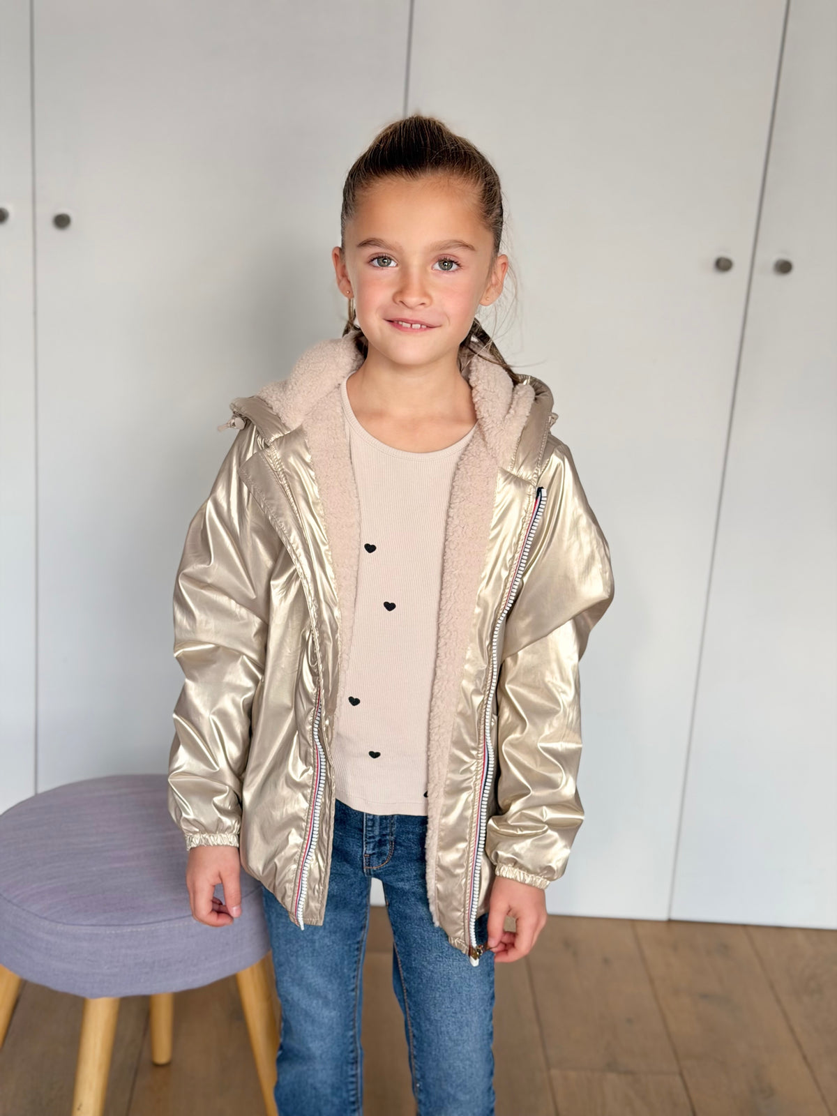 LAURA JO - Parka Imperméable mixte LOUIS.E KIDS Sherpa - Doré