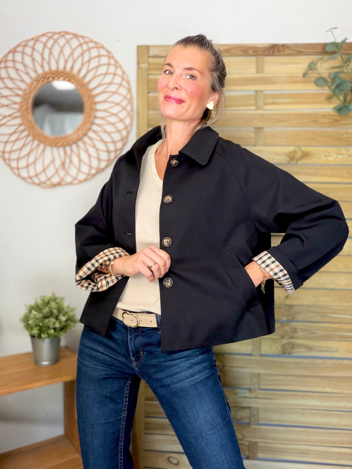 ⚡️ ARRIVAGE • Veste Trench, doublure à carreaux DANA Noir