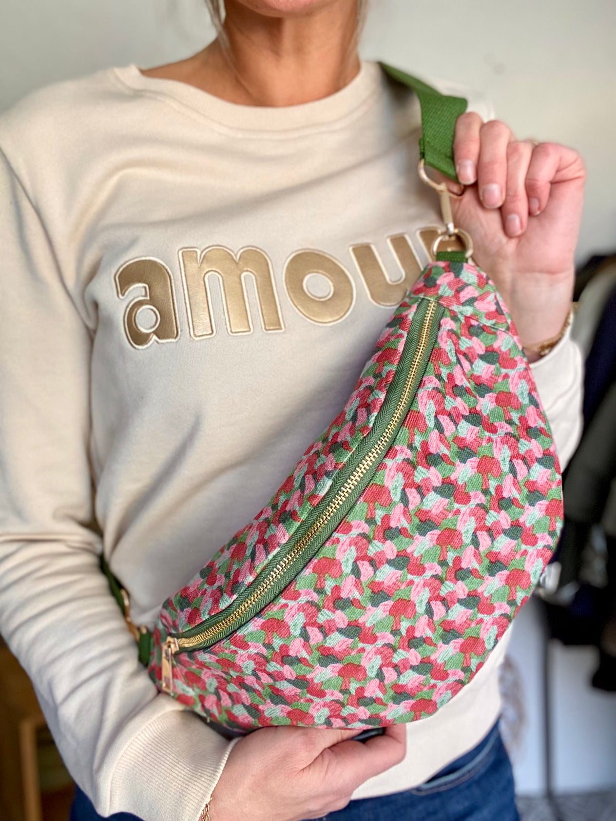 Sac banane XL velours Ciao Boum - IVY - Camaïeu Rose - DÉSTOCKAGE