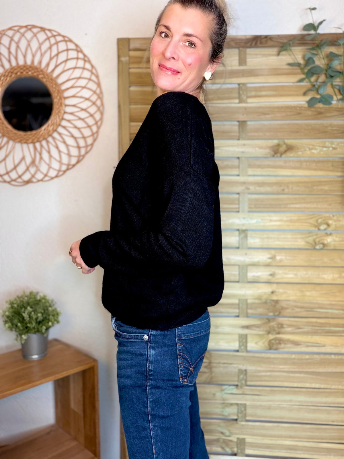 Pull fin 3 cœurs 💛 BERTILLE - Noir - FIN DE SÉRIE