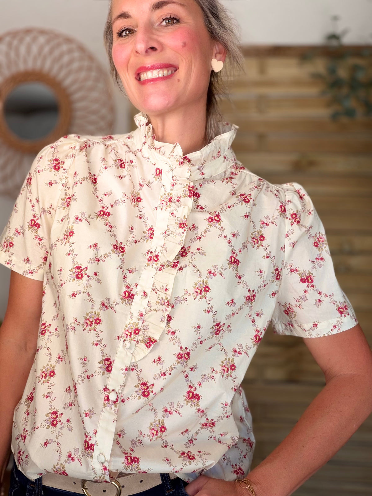 Blouse fleurie manches courtes VANESSA