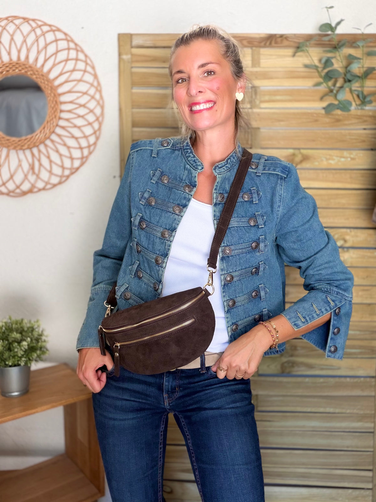 Veste officier courte en jean NAPOLÉON - Bleu Jean • DÉSTOCKAGE