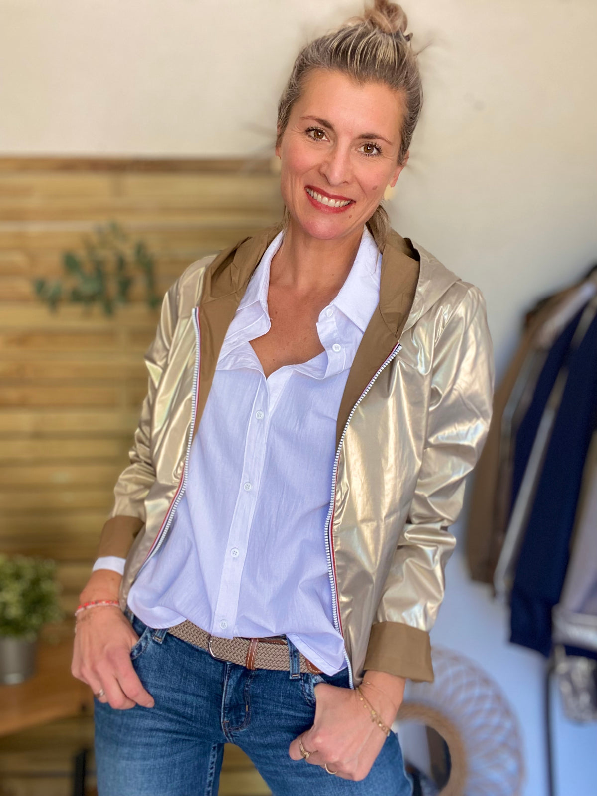 LAURA JO - Imperméable réversible GARANCE COURT léger - Camel/Doré